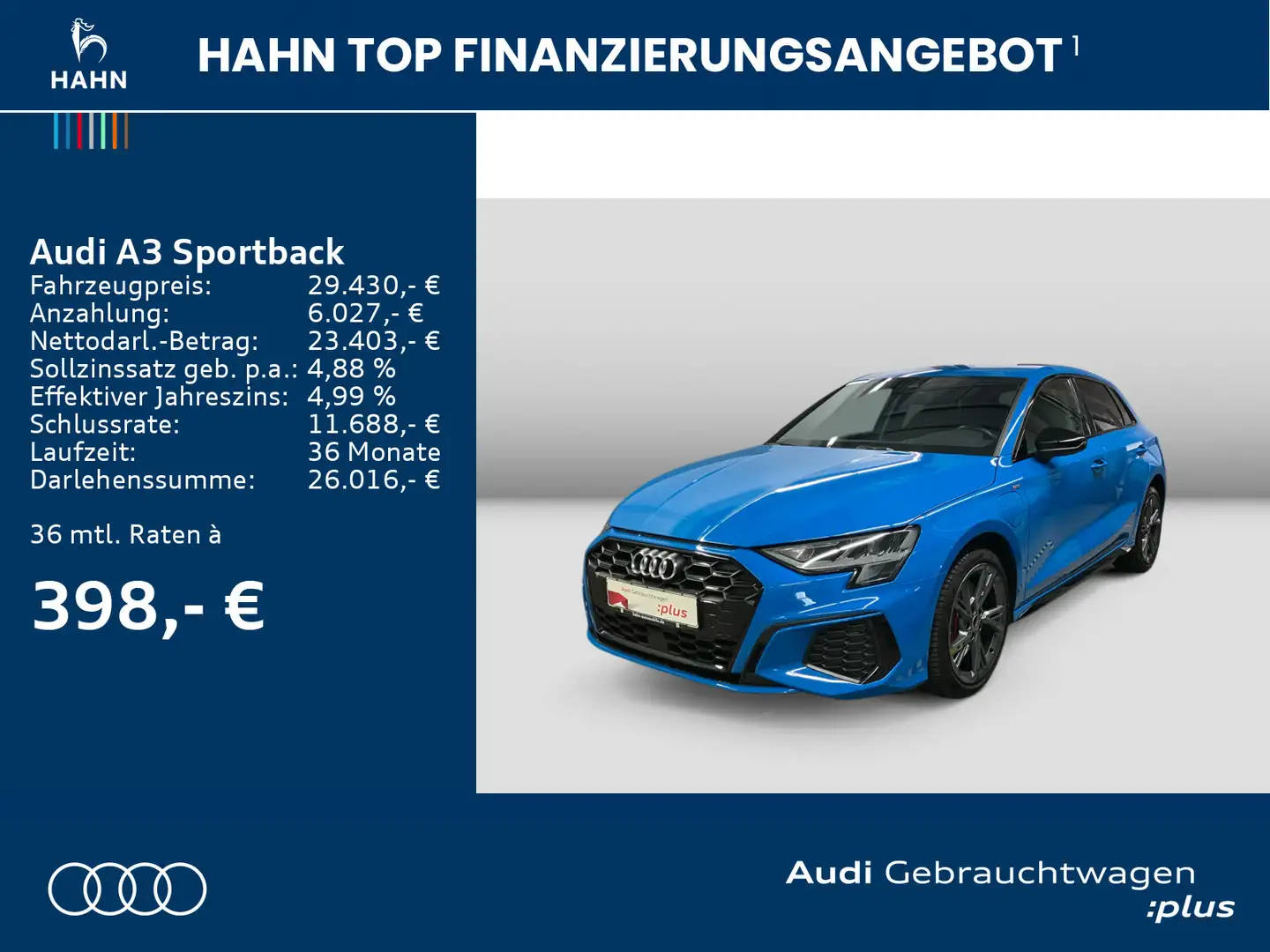 Audi A3 45 TFSIe S line Virtual Carplay LED Blau - 2