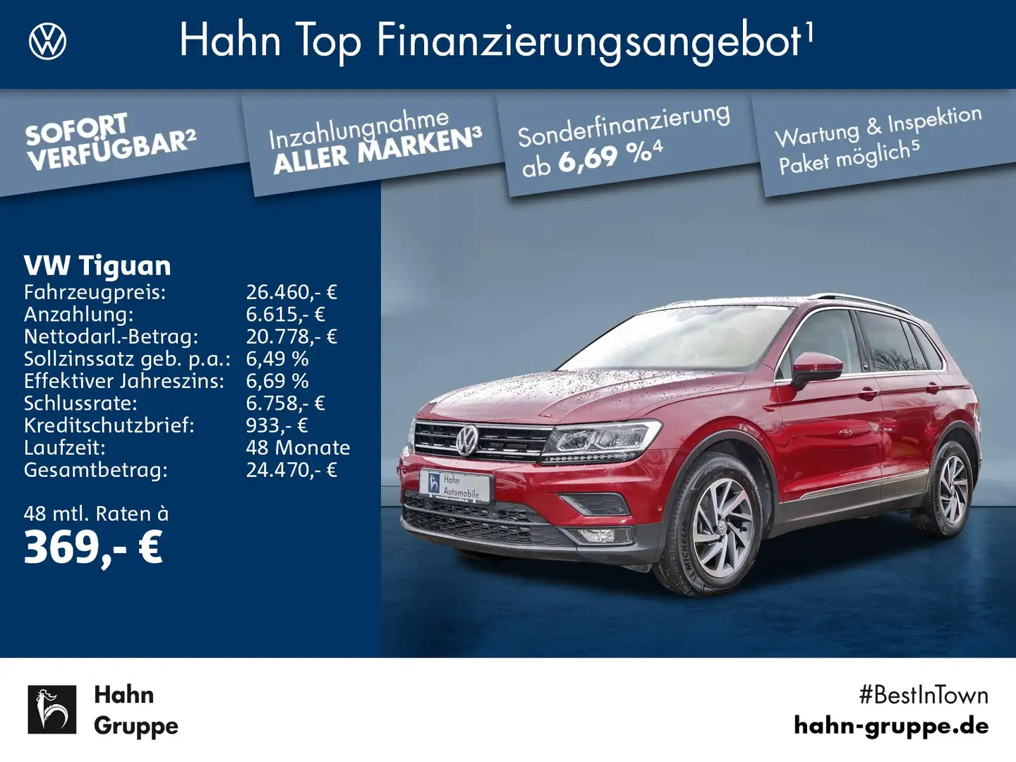 Volkswagen Tiguan 1.4TSI DSG Sound AHK Navi Cam ACC AppConn Rot - 1