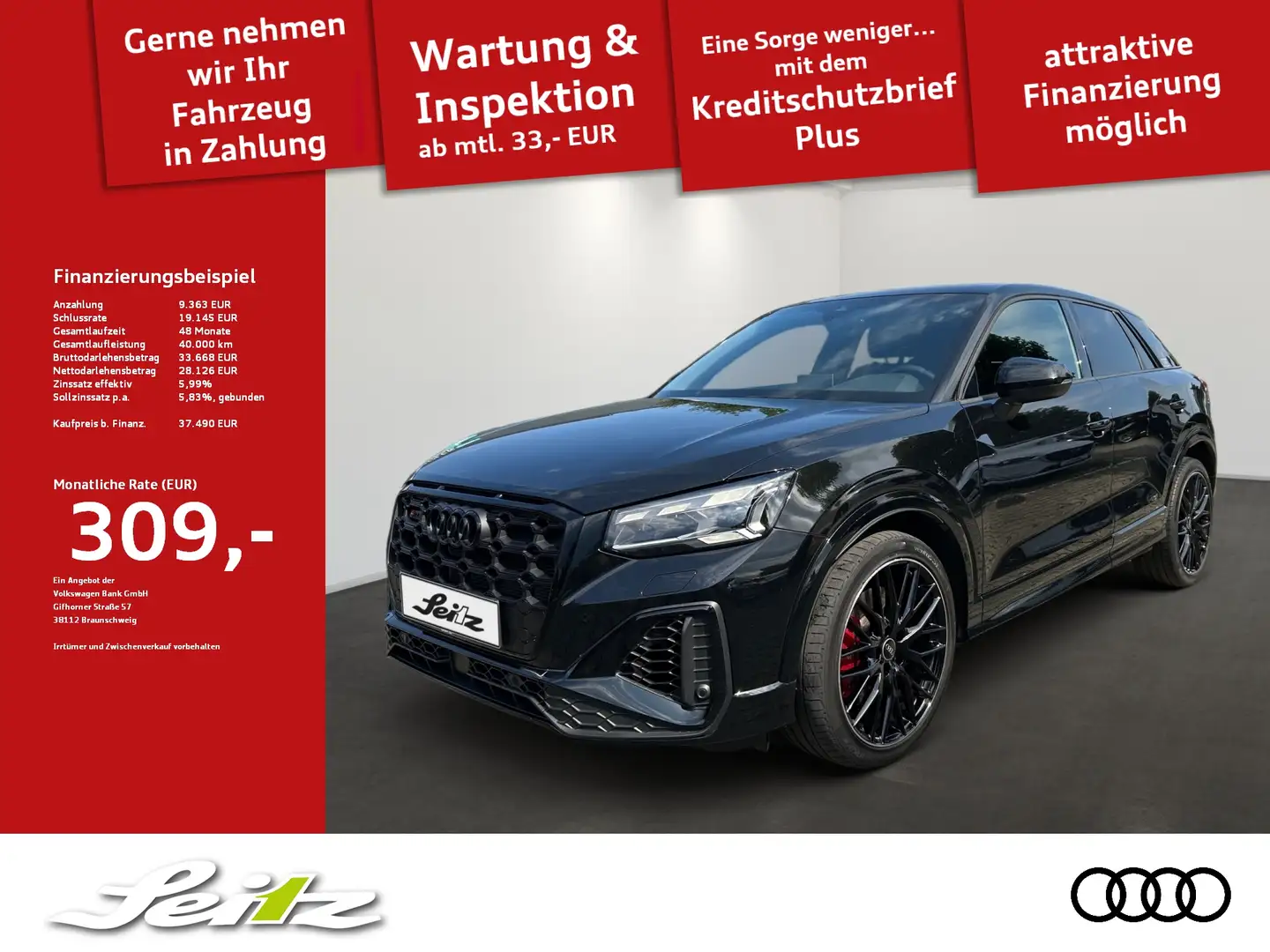 Audi SQ2 2.0 TFSI quattro *AHK*MATRIX*SONOS*KAMERA* Černá - 1