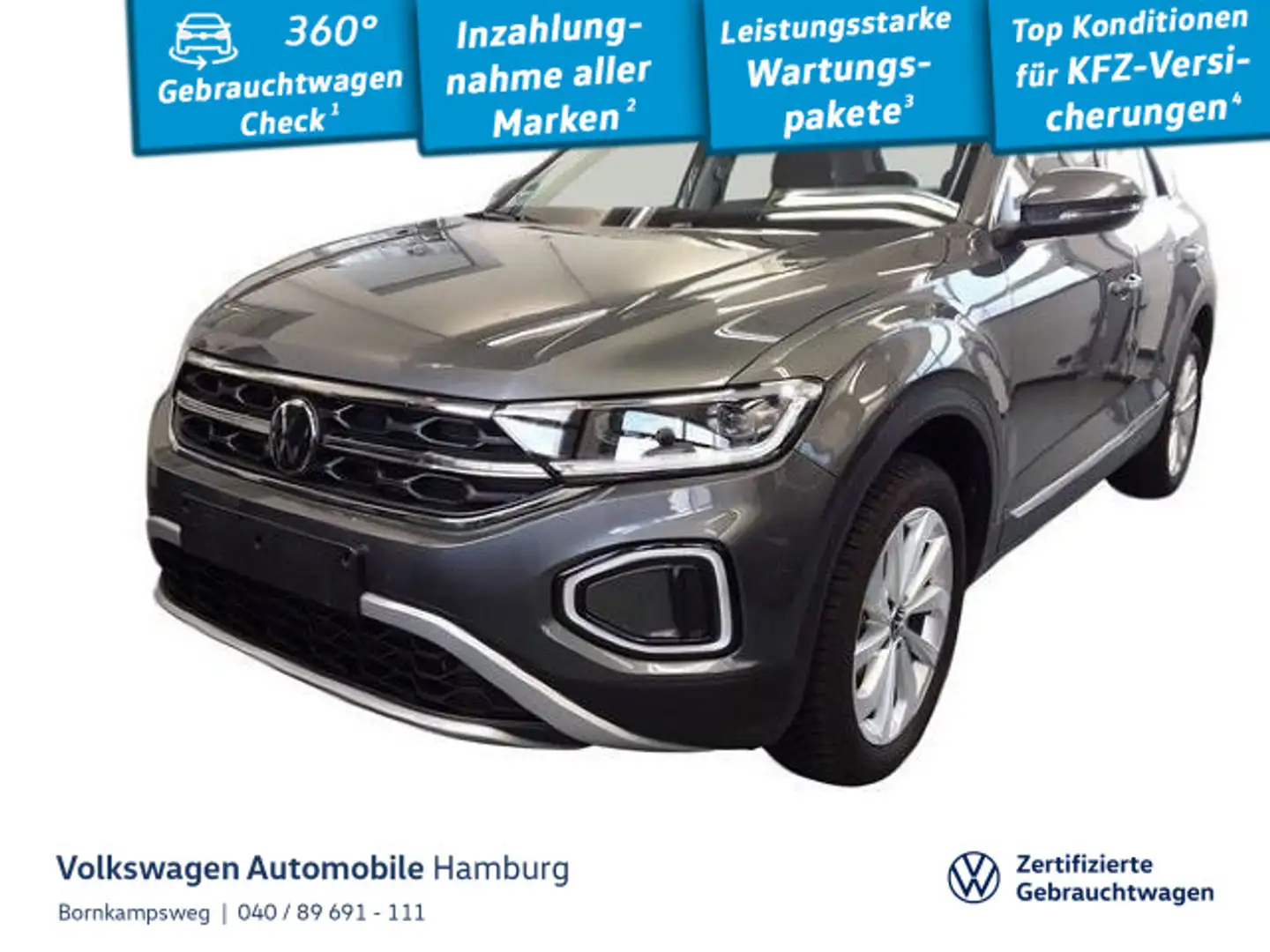 Volkswagen T-Roc 1.5 TSI Style DSG LED Kamera Navi Sitzhg Grau - 1