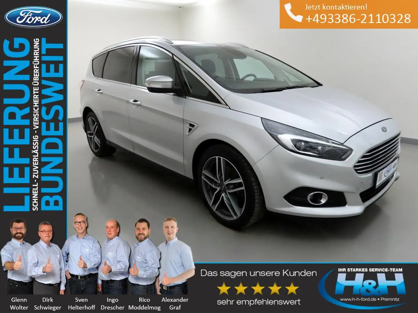 Ford S-Max 2.0 EcoBlue Titanium AHK+LED Argent - 1