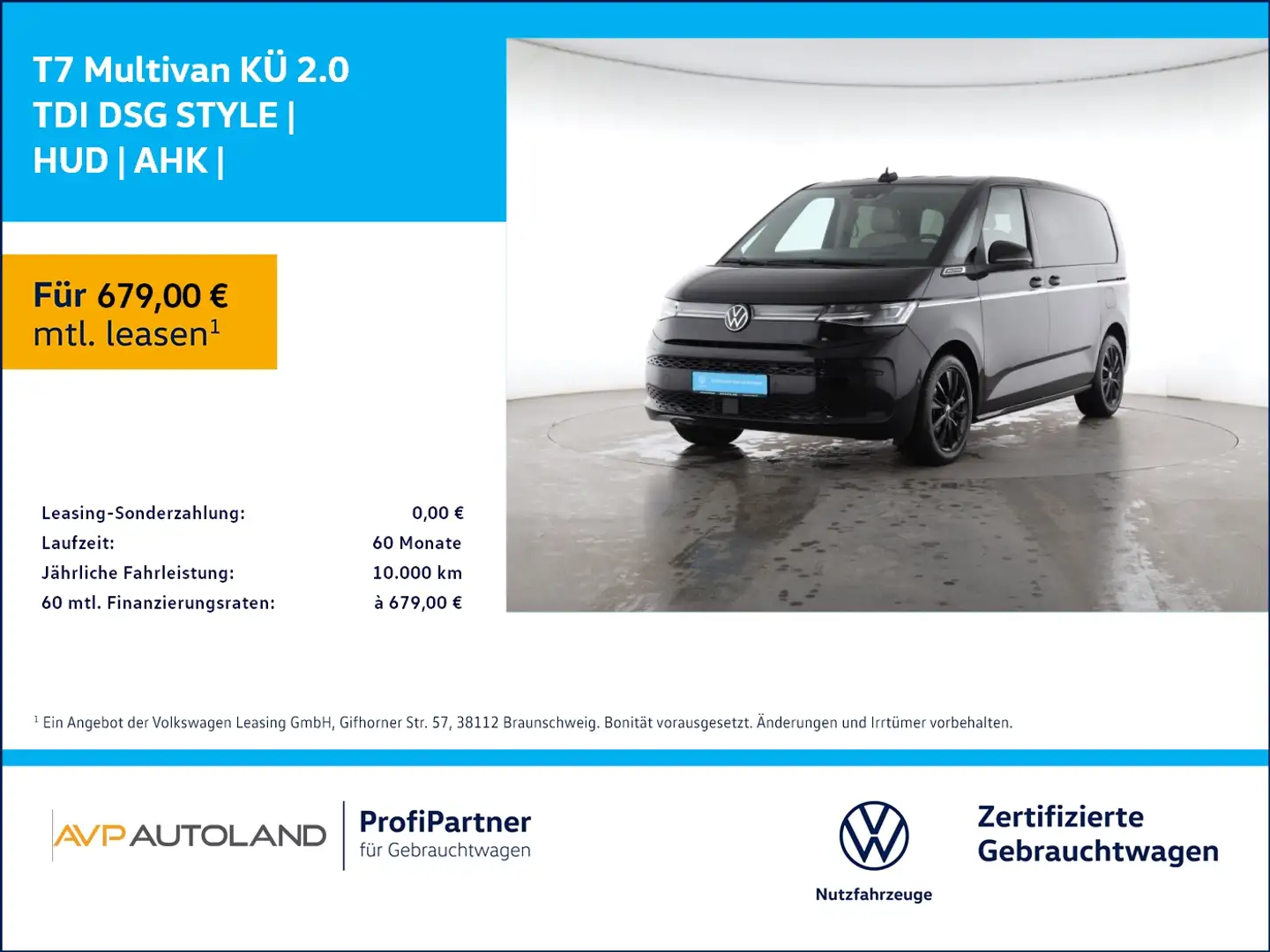 Volkswagen T7 Multivan KÜ 2.0 TDI DSG STYLE | HUD | AHK | Nero - 1
