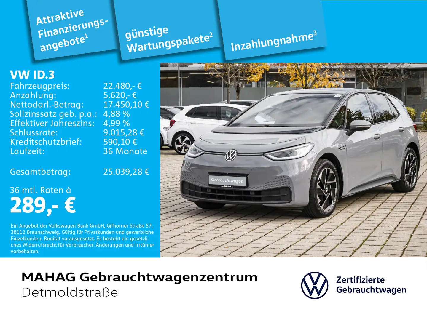 Volkswagen ID.3 Pro Performance 150 kW CCS IQ.Light IQ.Driv Grau - 1
