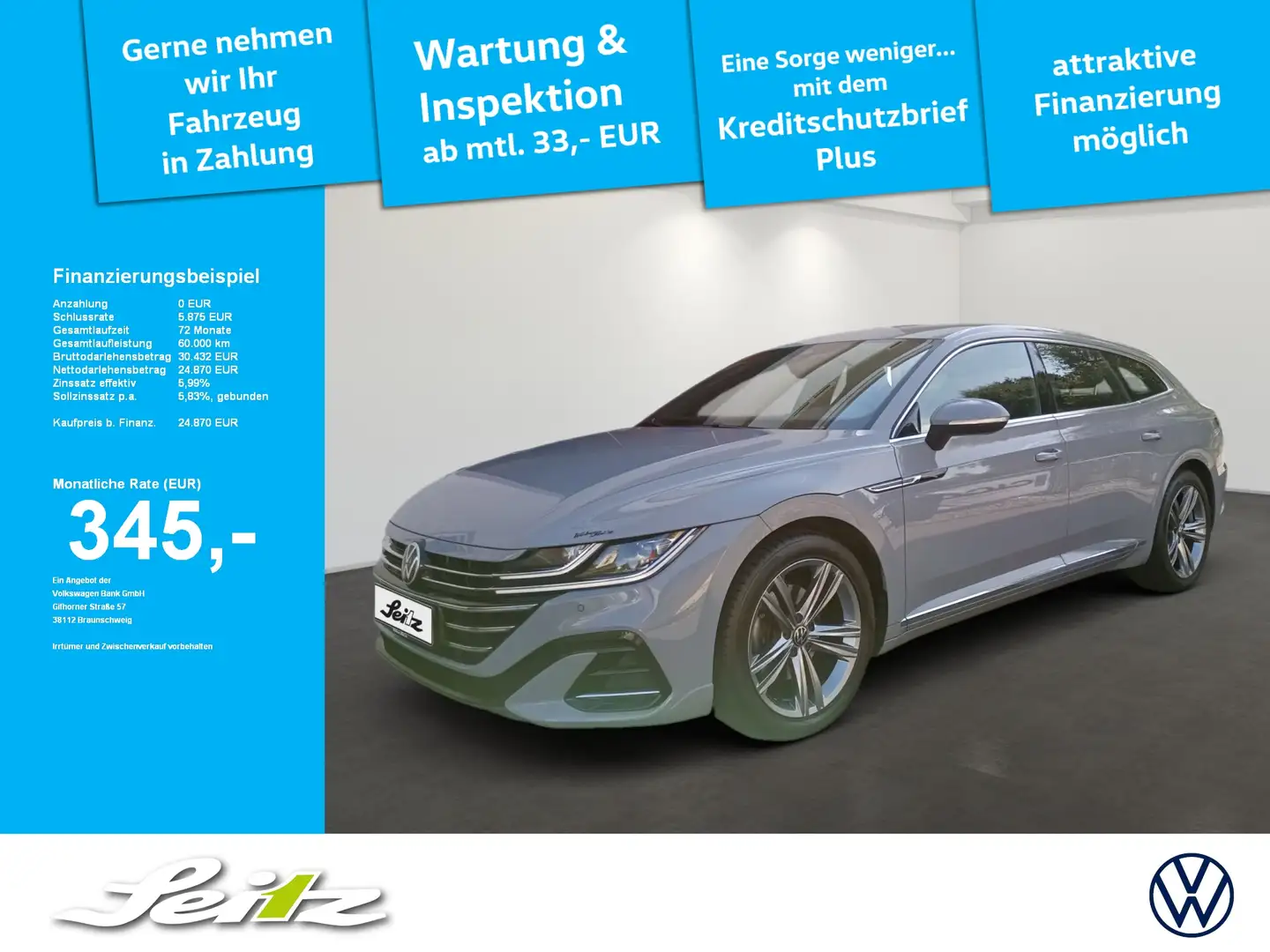 Volkswagen Arteon Shooting Brake 2.0 TDI R-Line 4Motion AHK. Navi. R Grau - 1