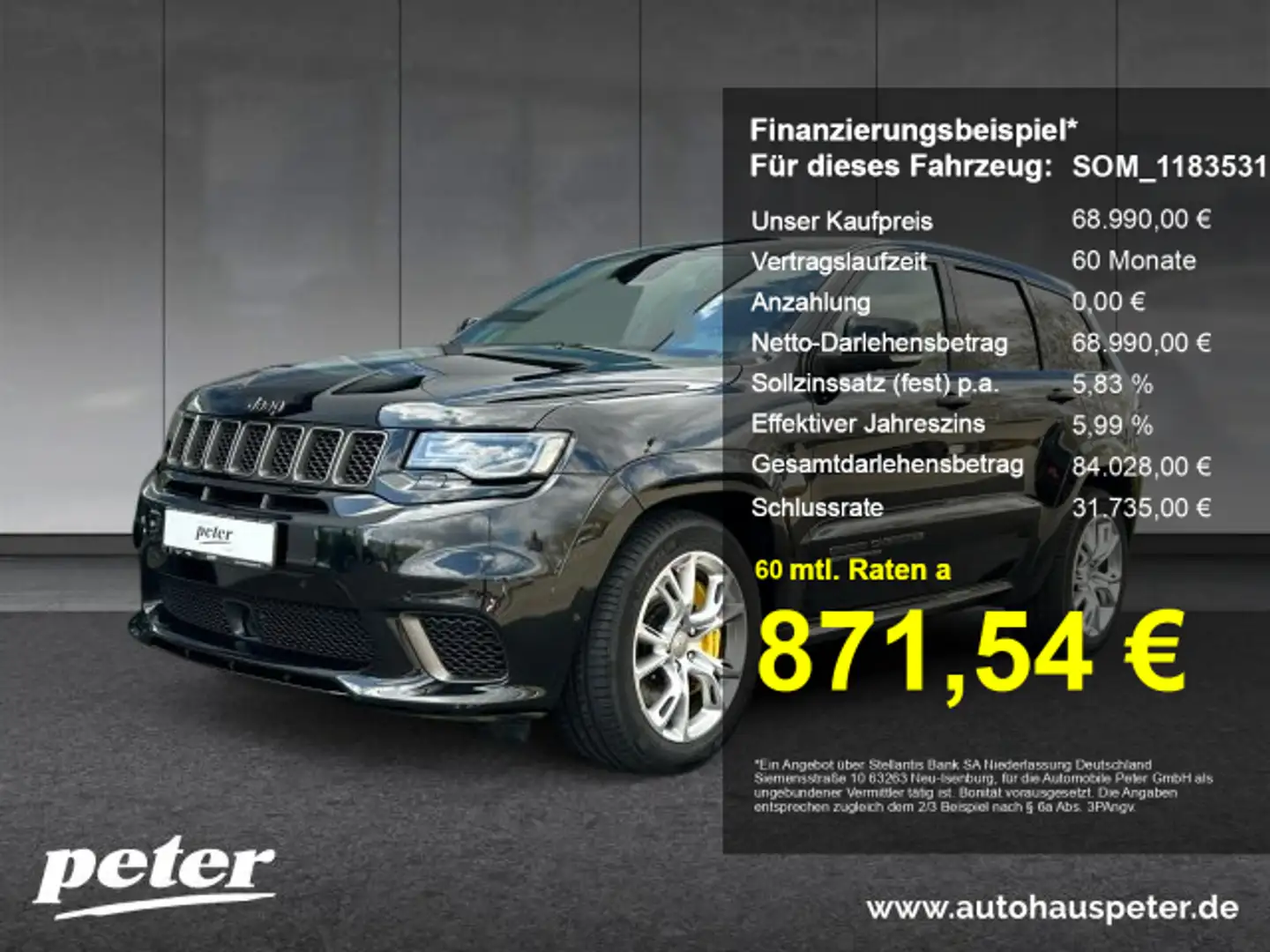 Jeep Grand Cherokee Grand Cherokee 6.2 V8 Supercharged Trackhawk Noir - 1