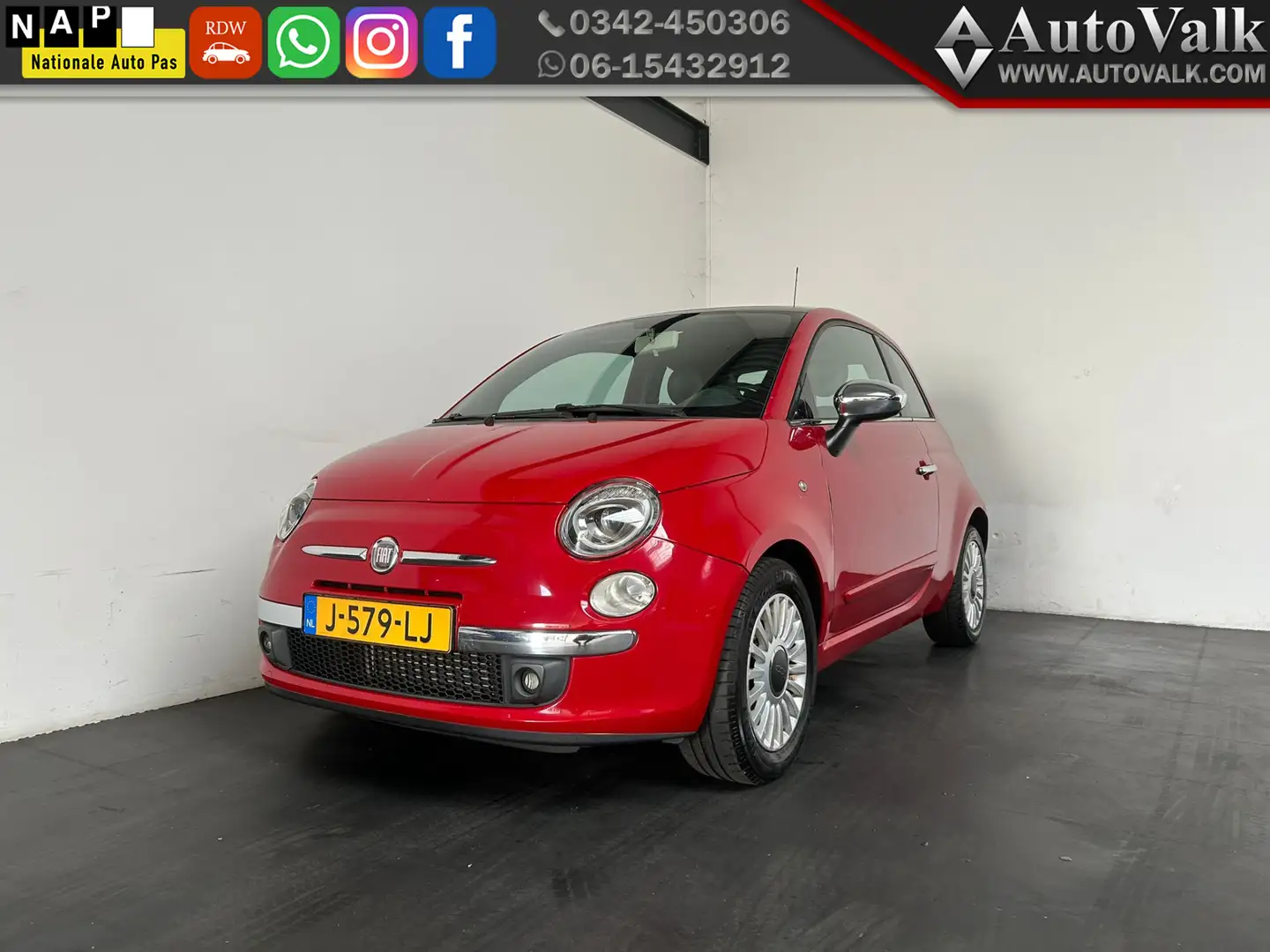 Fiat 500 1.2 Naked. Open dak! Червоний - 1