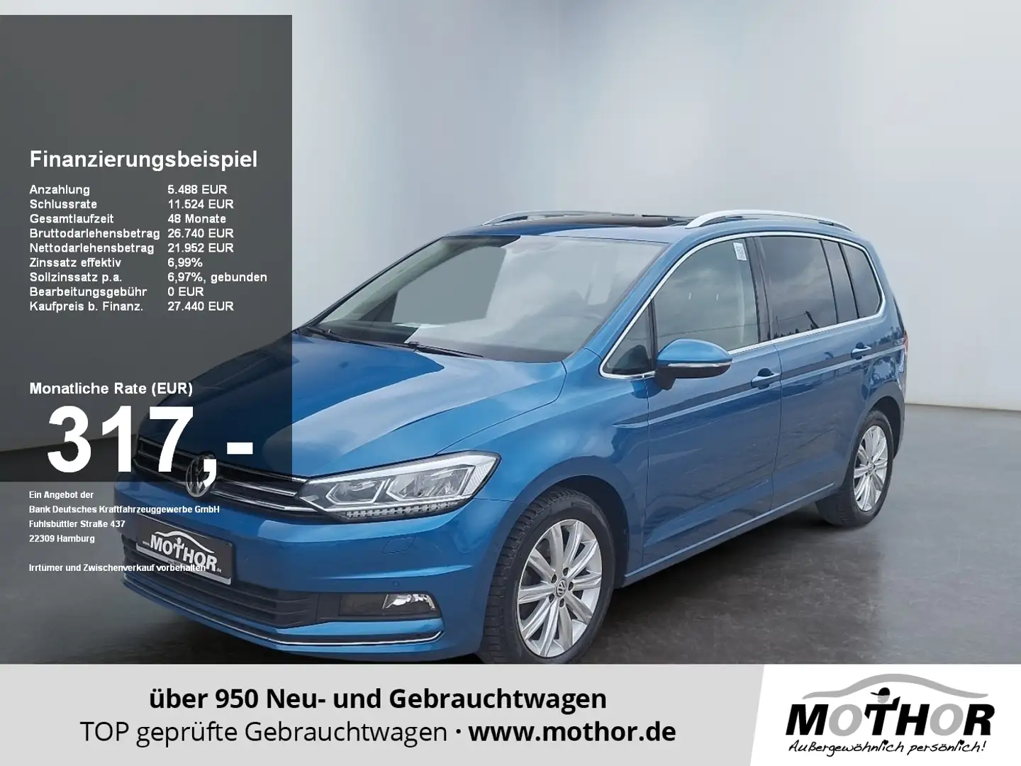 Volkswagen Touran Highline 2.0 TDI ACC Panoramadach ParkAss. Blau - 1