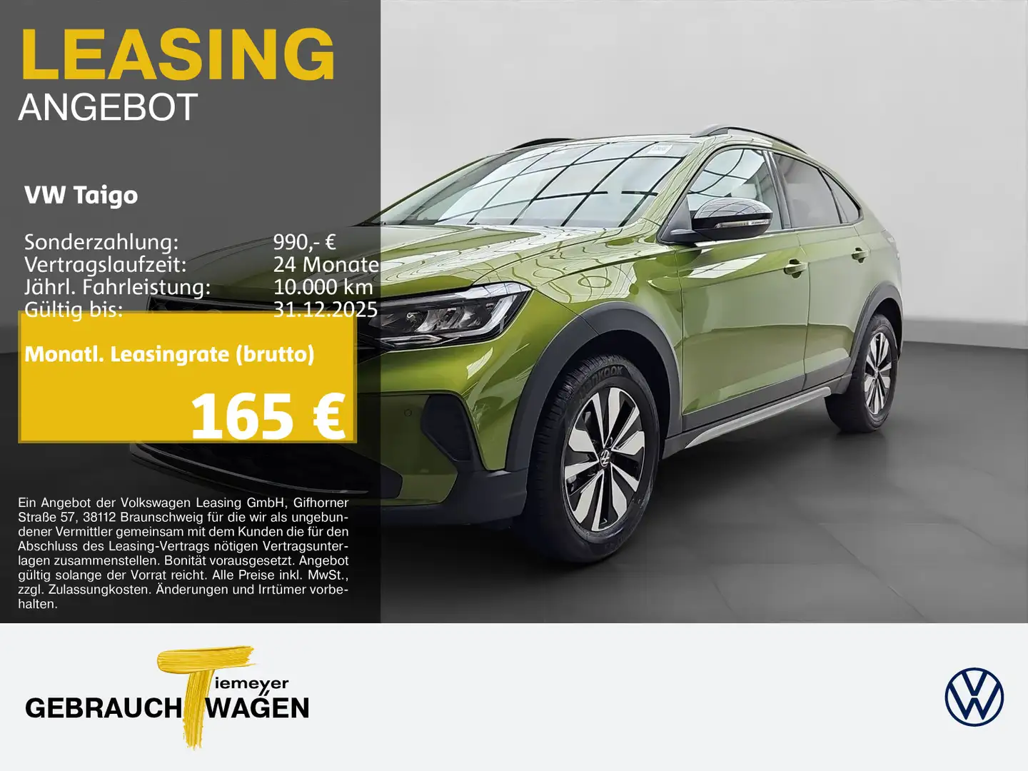 Volkswagen Taigo 1.0 TSI GOAL ACC NAVI LED PRIVACY Grün - 1