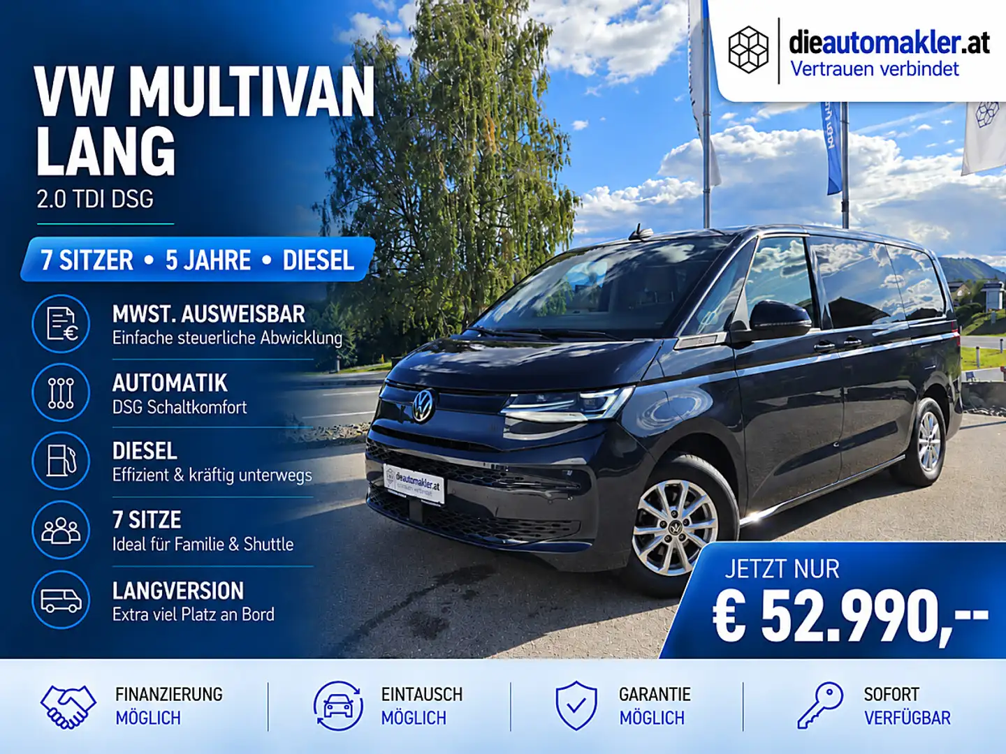 Volkswagen T7 Multivan T7 MULTIVAN LANG 2.0 TDI DSG – 7-SITZER | 5 JAH... Blau - 1