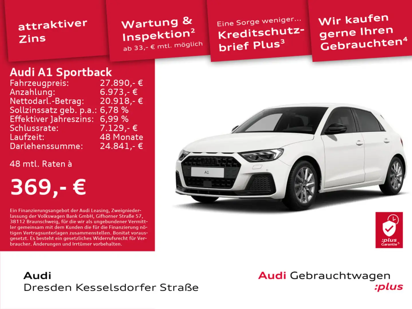 Audi A1 advanced 30 TFSI 85(11 6) kW(PS) S Weiß - 1