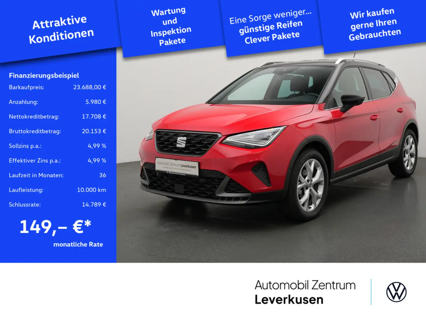 SEAT Arona FR DSG VIRT LED KAM SHZ PDC ACC KEYLESS Schwarz - 1