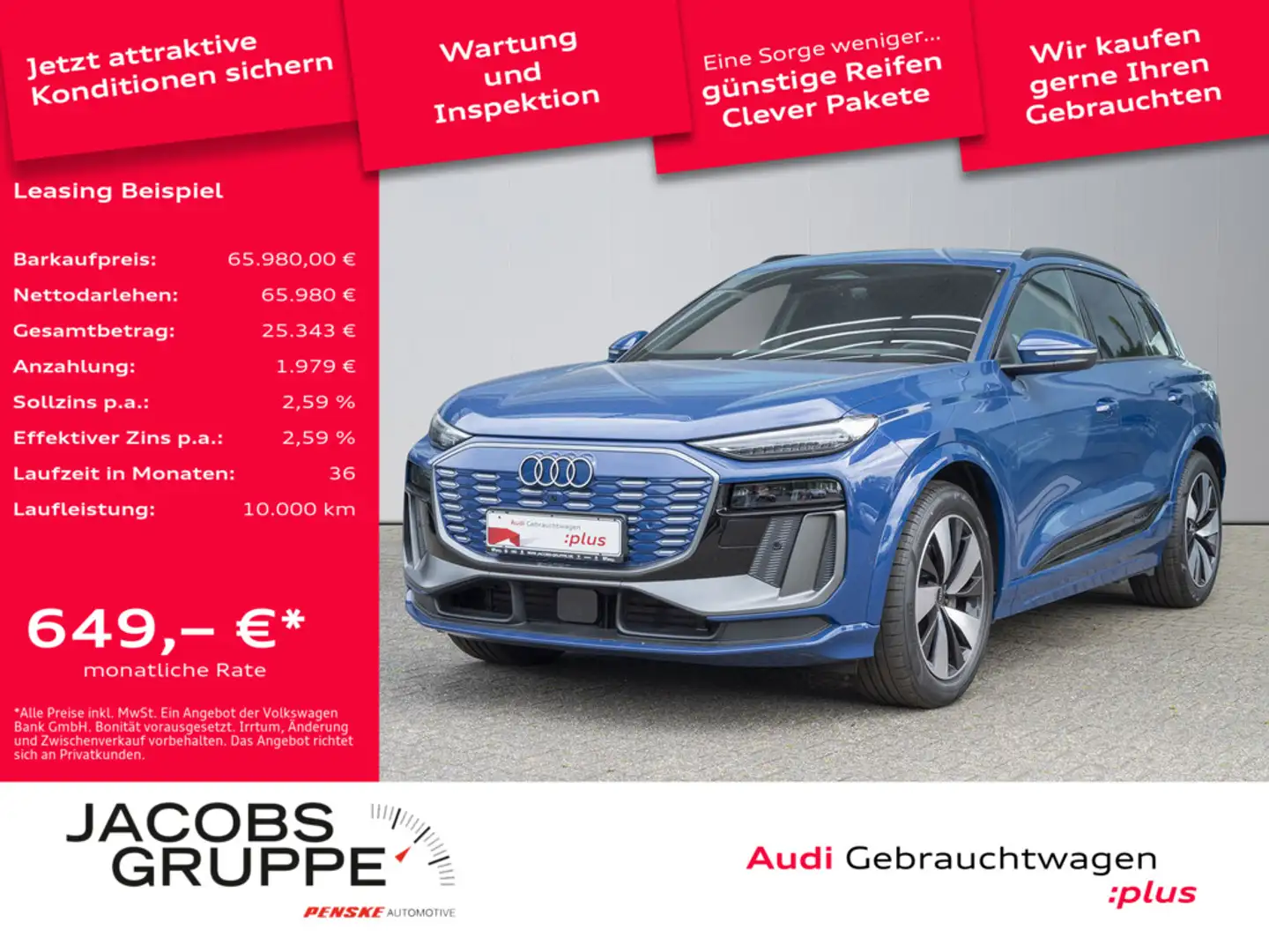 Audi Q6 e-tron 285 kW quattro S Line Matrix-LED,vi Blau - 1