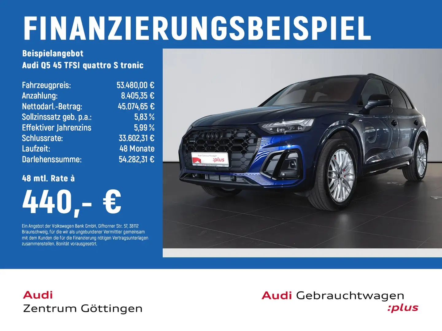 Audi Q5 45 TFSI quattro S tronic S line +AHK+MATRIX Blau - 2