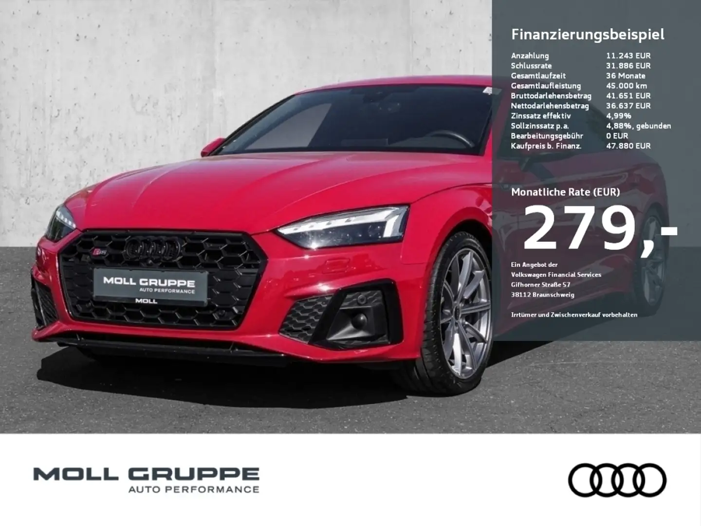 Audi S5 Sportback TDI 251(341)  tiptronic AHK Sthz. ACC Rot - 1