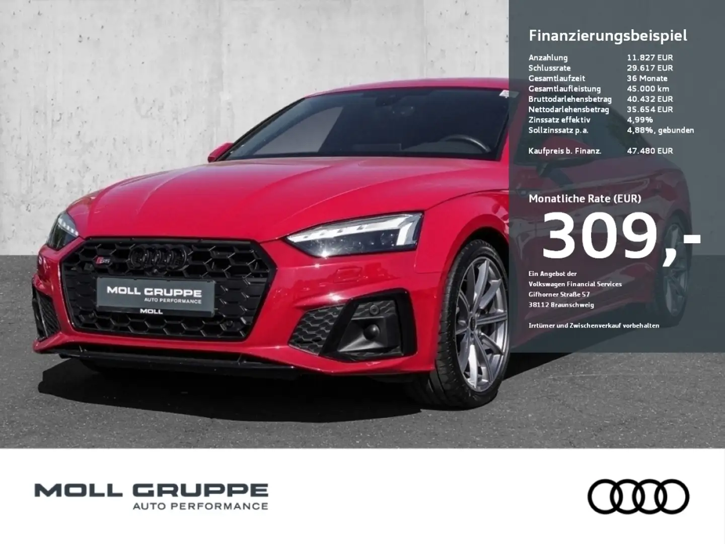 Audi S5 Sportback TDI 251(341)  tiptronic AHK Sthz. ACC Rot - 1