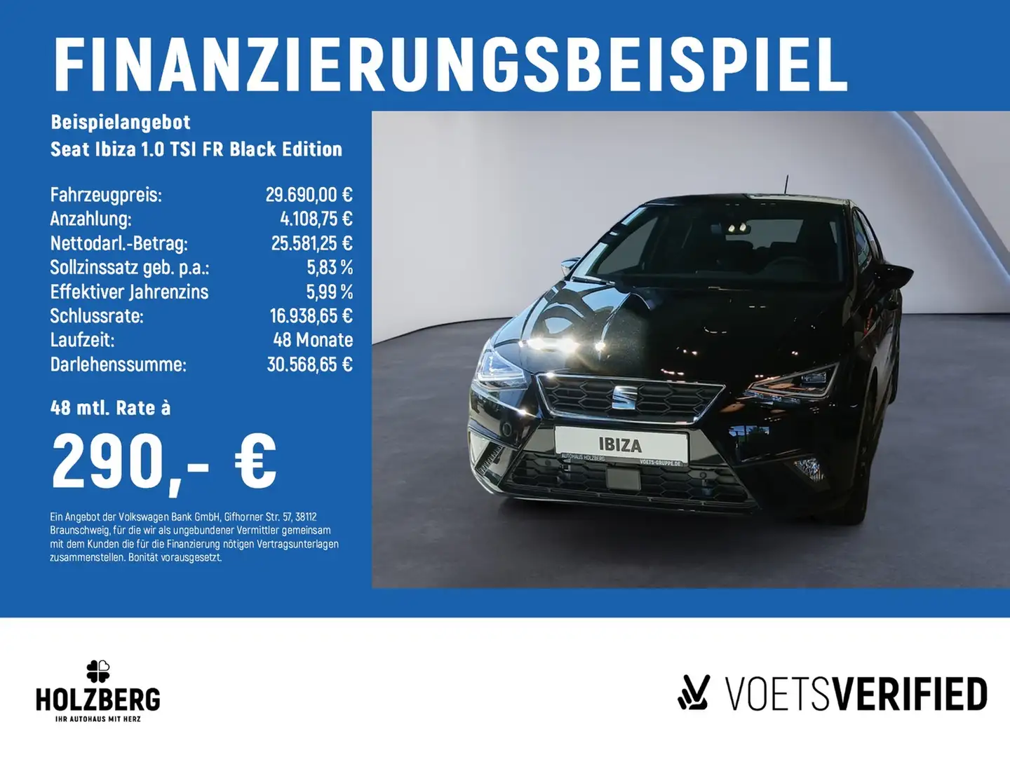 SEAT Ibiza 1.0 TSI FR Black Edition KESSY+LED+SHZ Schwarz - 2