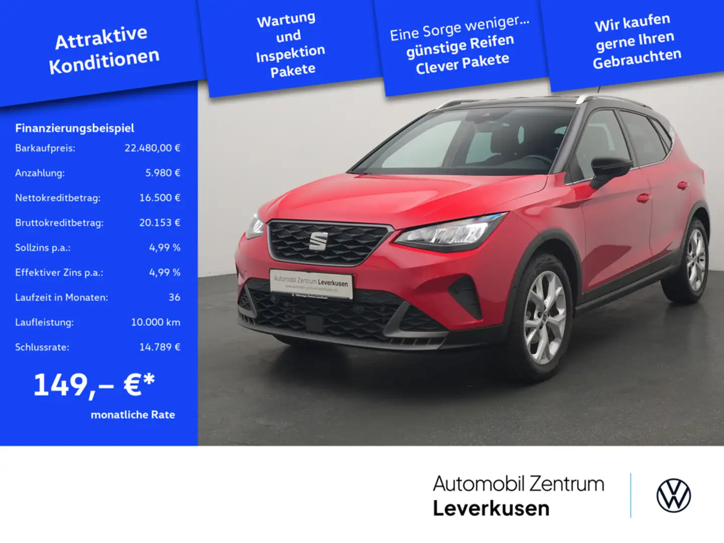 SEAT Arona FR DSG VIRT LED NAVI KAM SHZ PDC Rot - 1