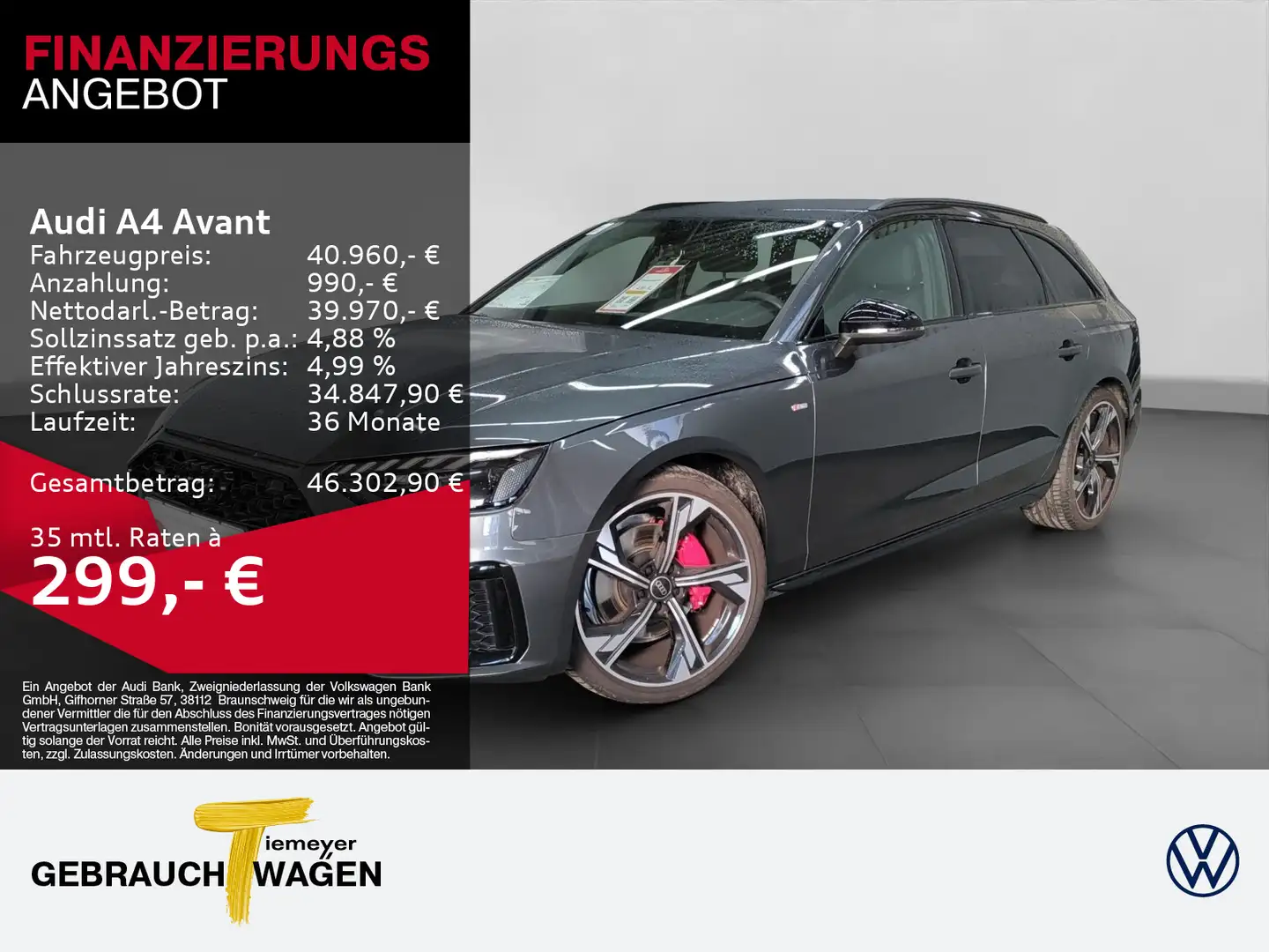 Audi A4 40 TFSI Q 2x S LINE MATRIX-LED AHK LM19 Grau - 1