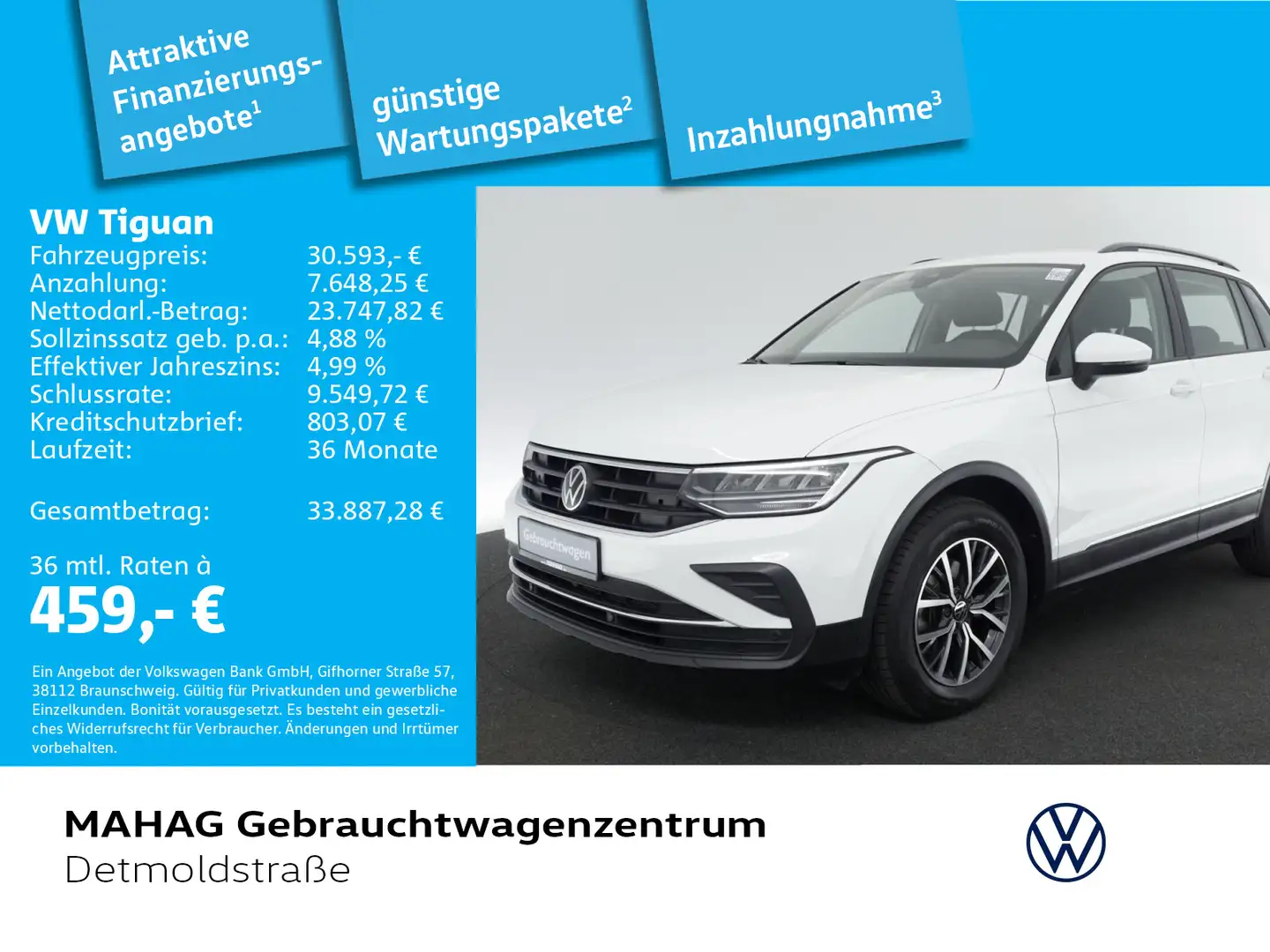 Volkswagen Tiguan 2.0 TDI LIFE Navi LED ParkPilot Alu17Tuls Weiß - 1
