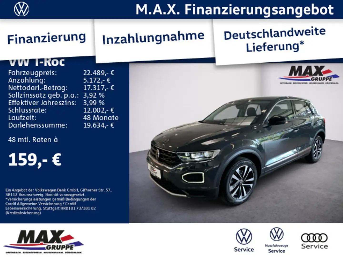 Volkswagen T-Roc 2.0 TDI UNITED 4 MOTION +LED+NAVI+SITZHZG+ Grijs - 1