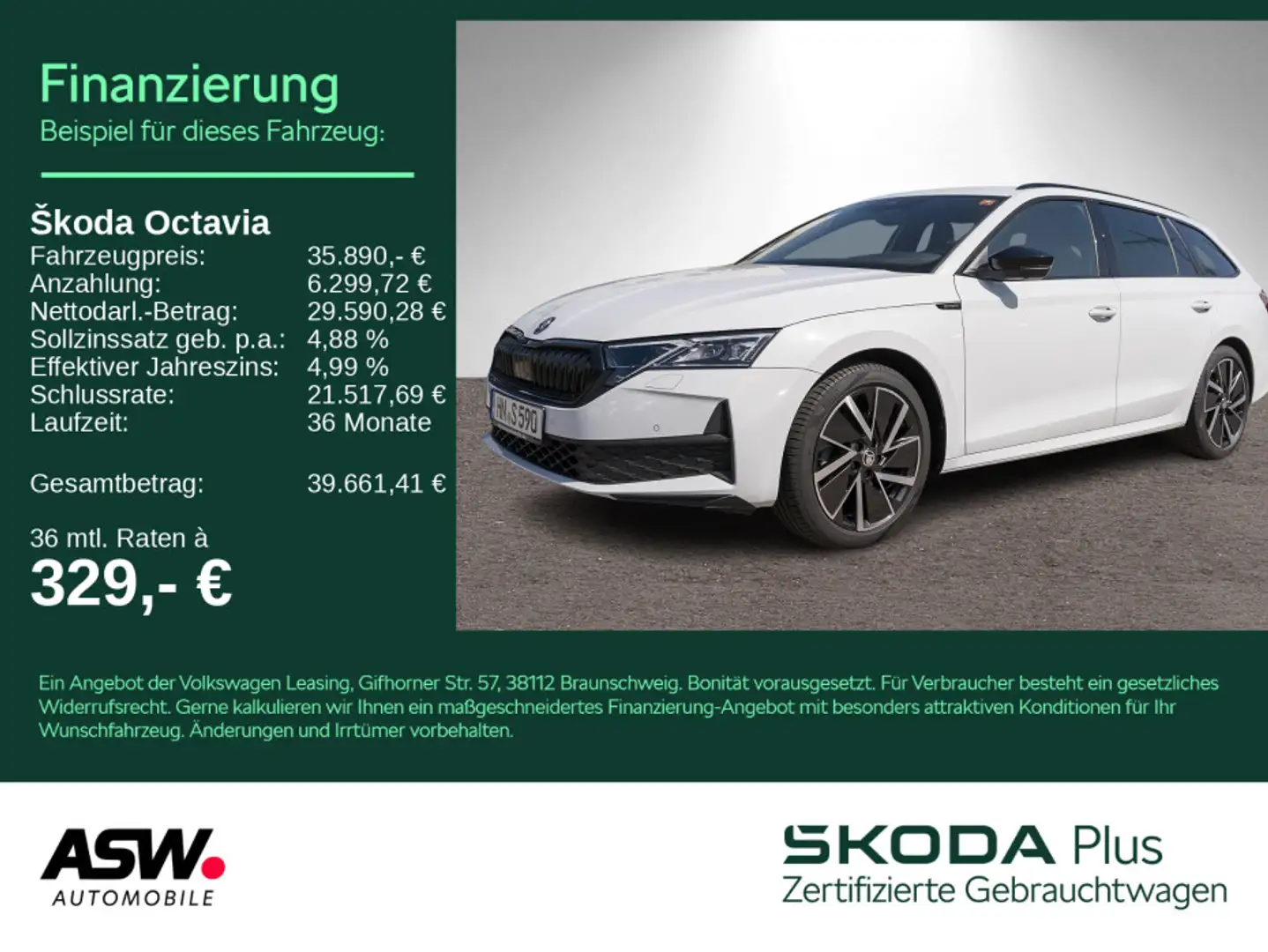 Skoda Octavia Combi Sportline 2,0 TDI DSG Head-up AHK Weiß - 1