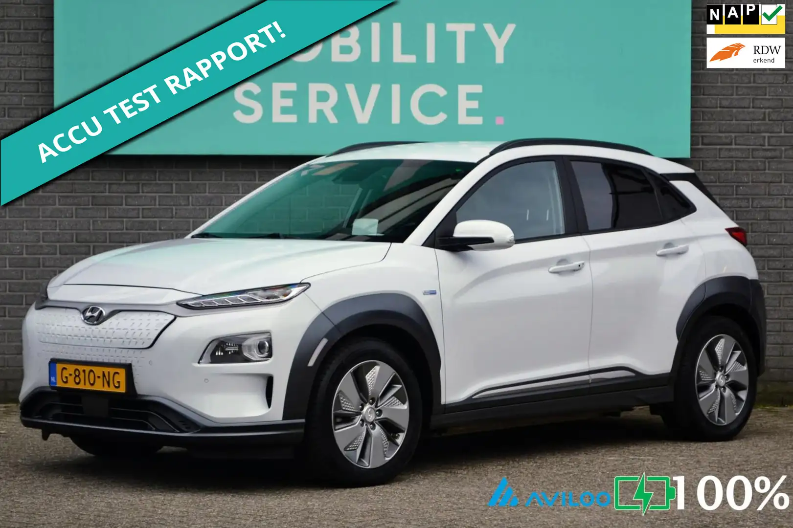 Hyundai KONA EV Premium 64 kWh SOH100% Clima ACC CarPlay Leder Blanco - 1