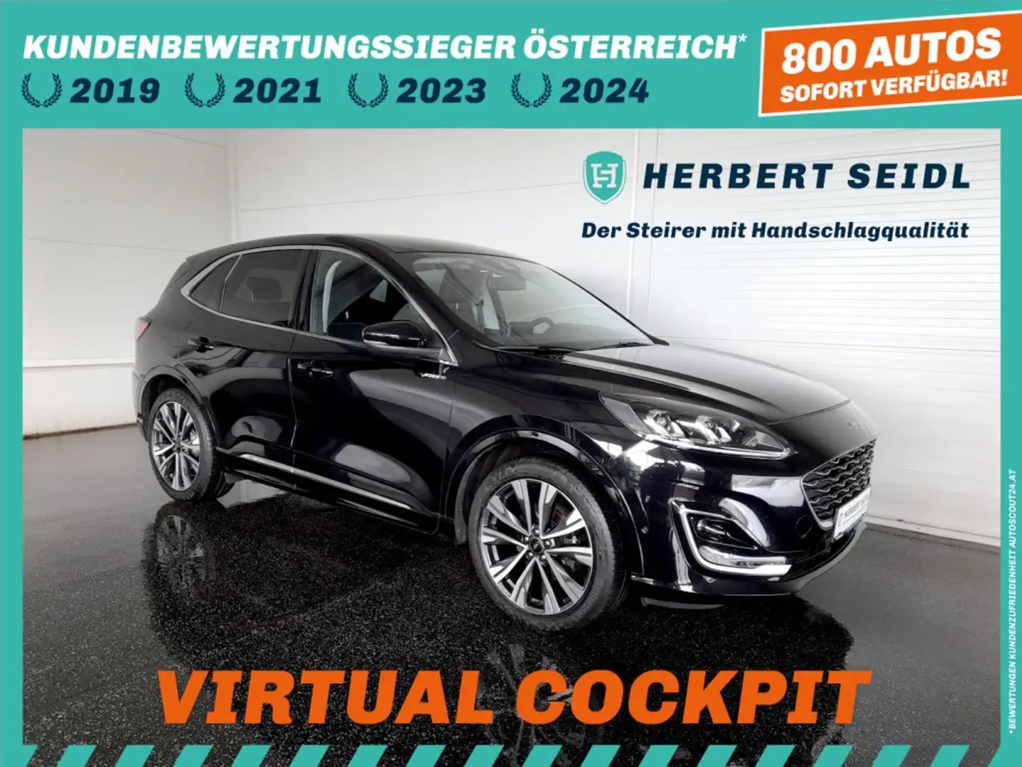Ford Kuga VIGNALE 2,0 EcoBlue 4x4 Aut *20 ZOLL / MATRIX LED / NAVI / KAMERA / VIRTUELL / ACC / VOLLLEDER / E-KLAPPE / B&O SOUNDSYST Schwarz - 1