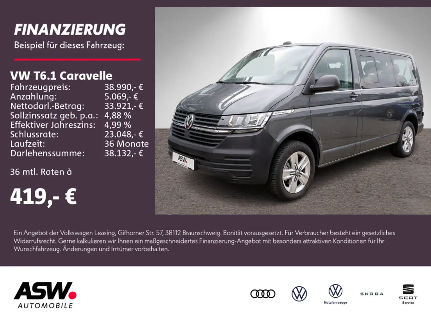 Volkswagen T6.1 Caravelle Trendline 2.0TDI DSG AHK 8-Sitzer Grau - 1