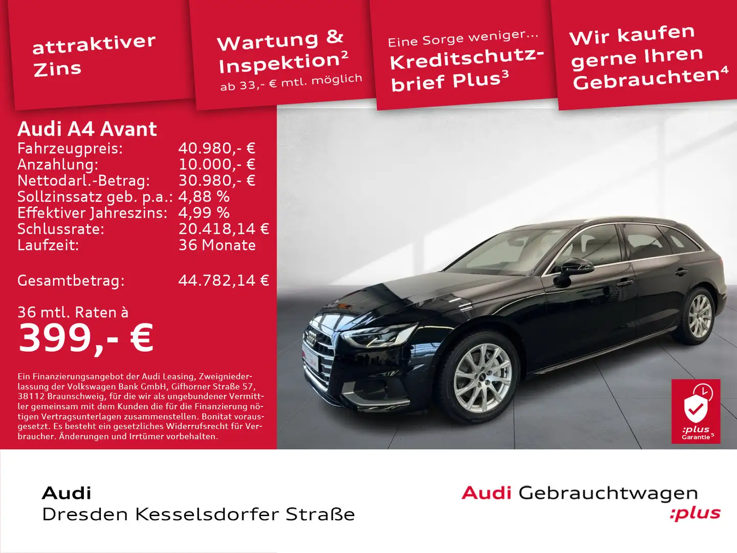 Audi A4 40 TDI advanced AHZV Kamera Schwarz - 1