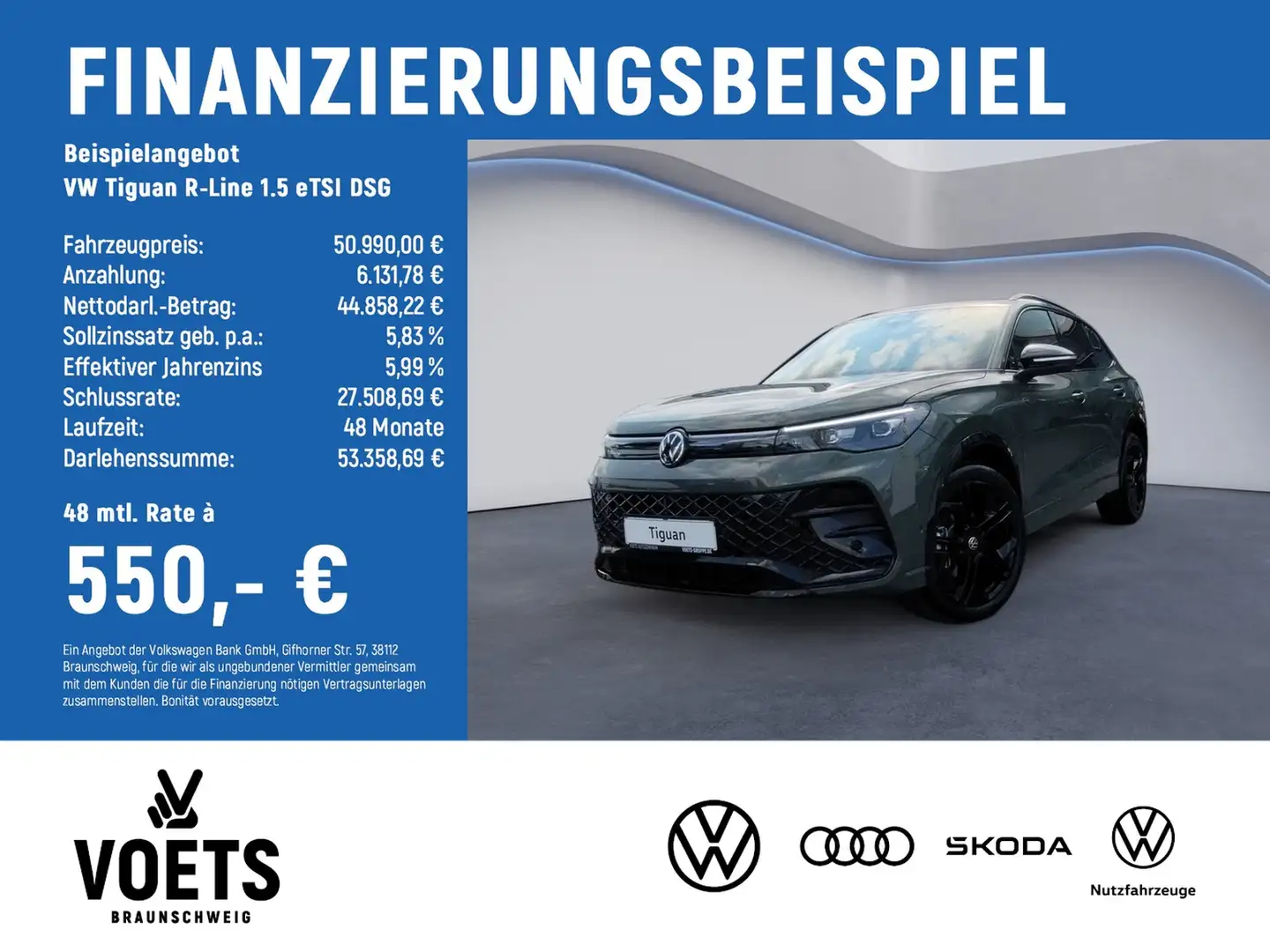 Volkswagen Tiguan R-Line 1.5 eTSI DSG RearView+FrontAssist Grün - 2