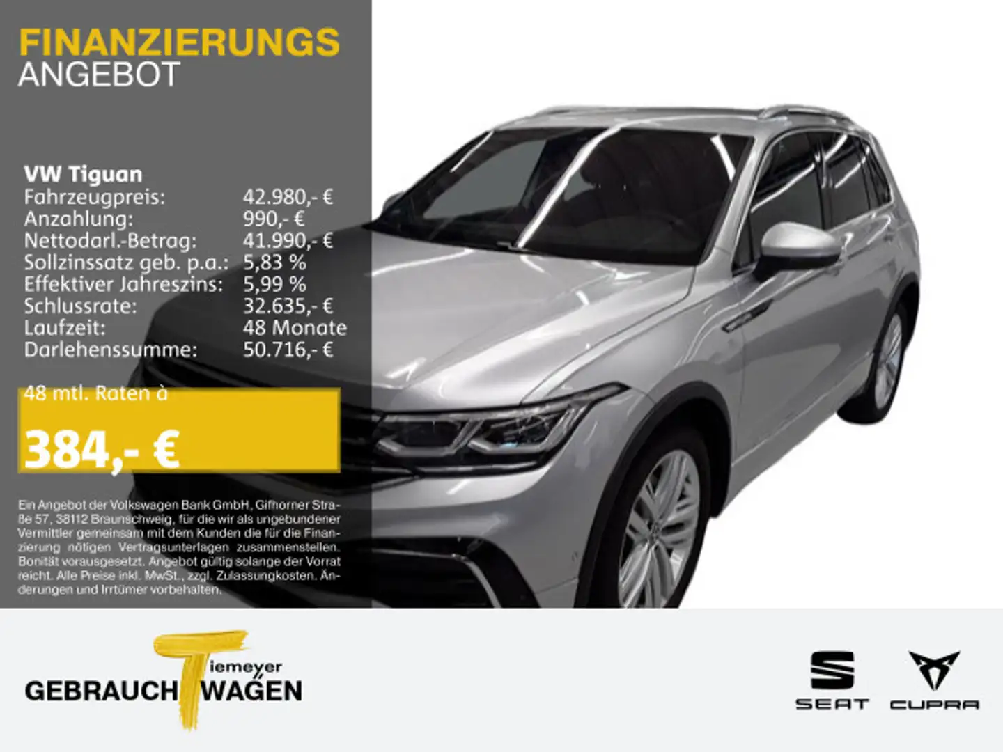 Volkswagen Tiguan 2.0 TDI DSG 4M R-LINE LM20 LEDER HuD MATR Argent - 1