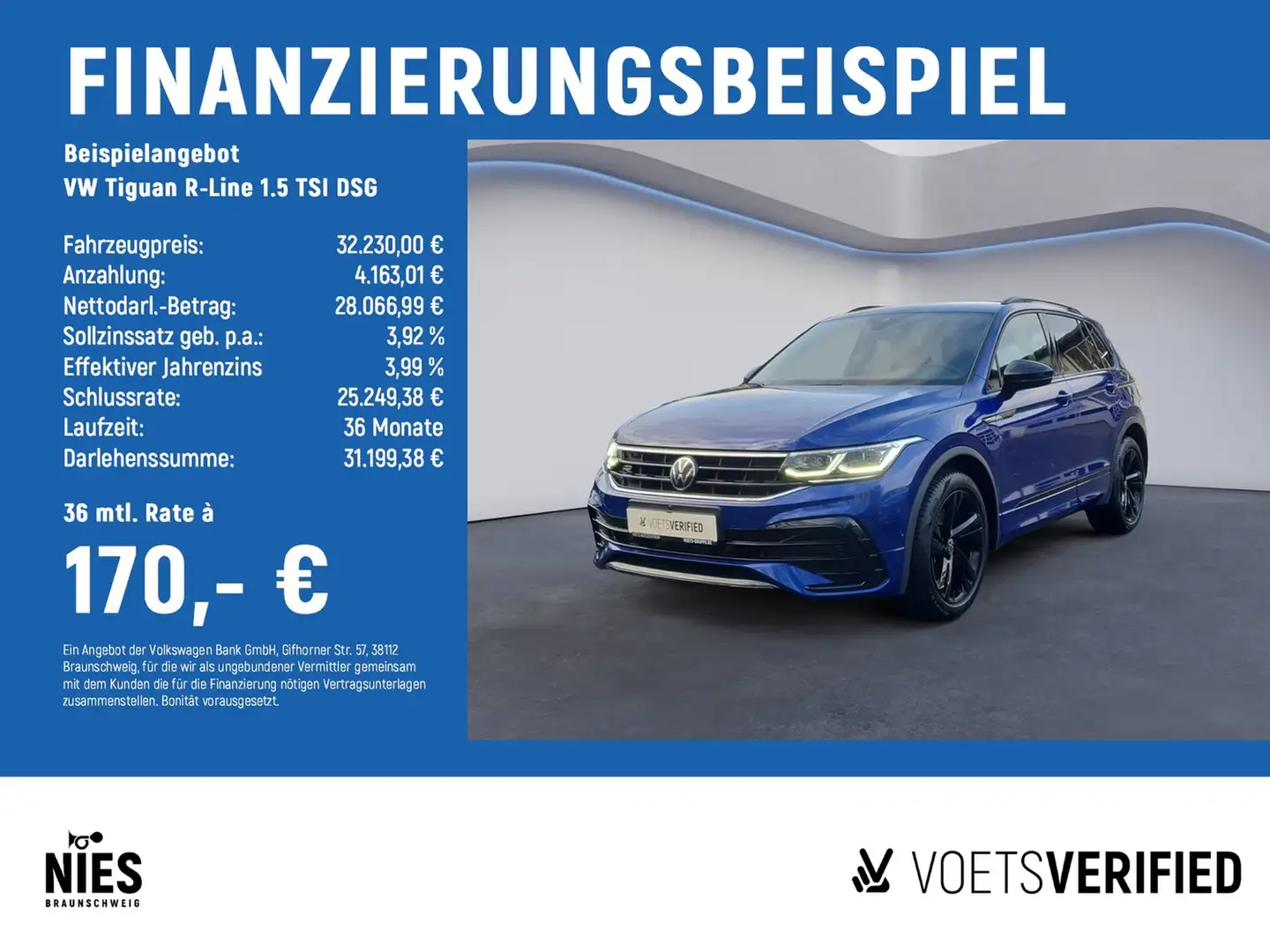 Volkswagen Tiguan R-Line 1.5 TSI DSG MATRIX-LED+PDC+RearView Blau - 2