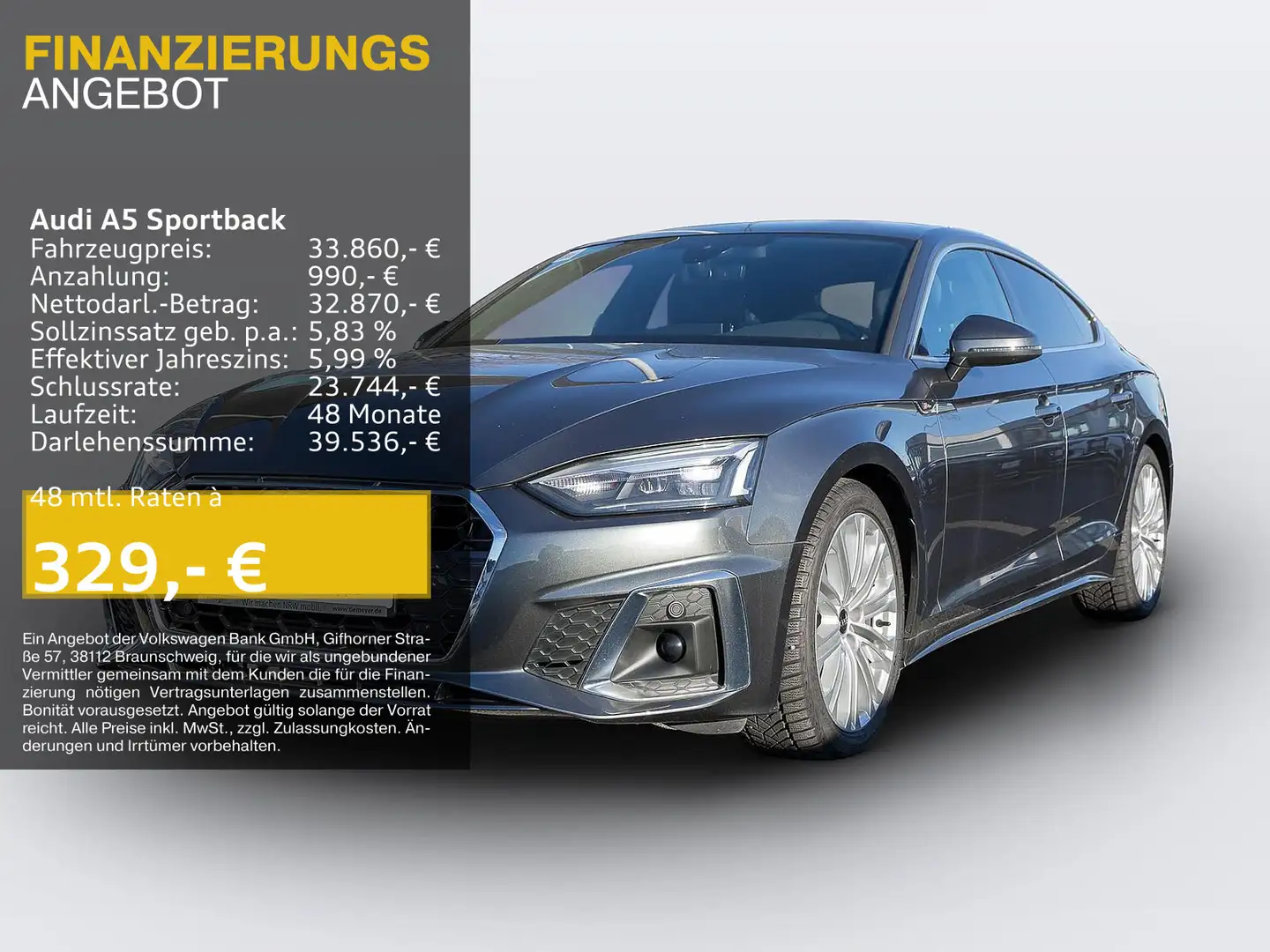 Audi A5 40 TFSI 2x S LINE NAVI KAMERA PRIVA Gris - 1