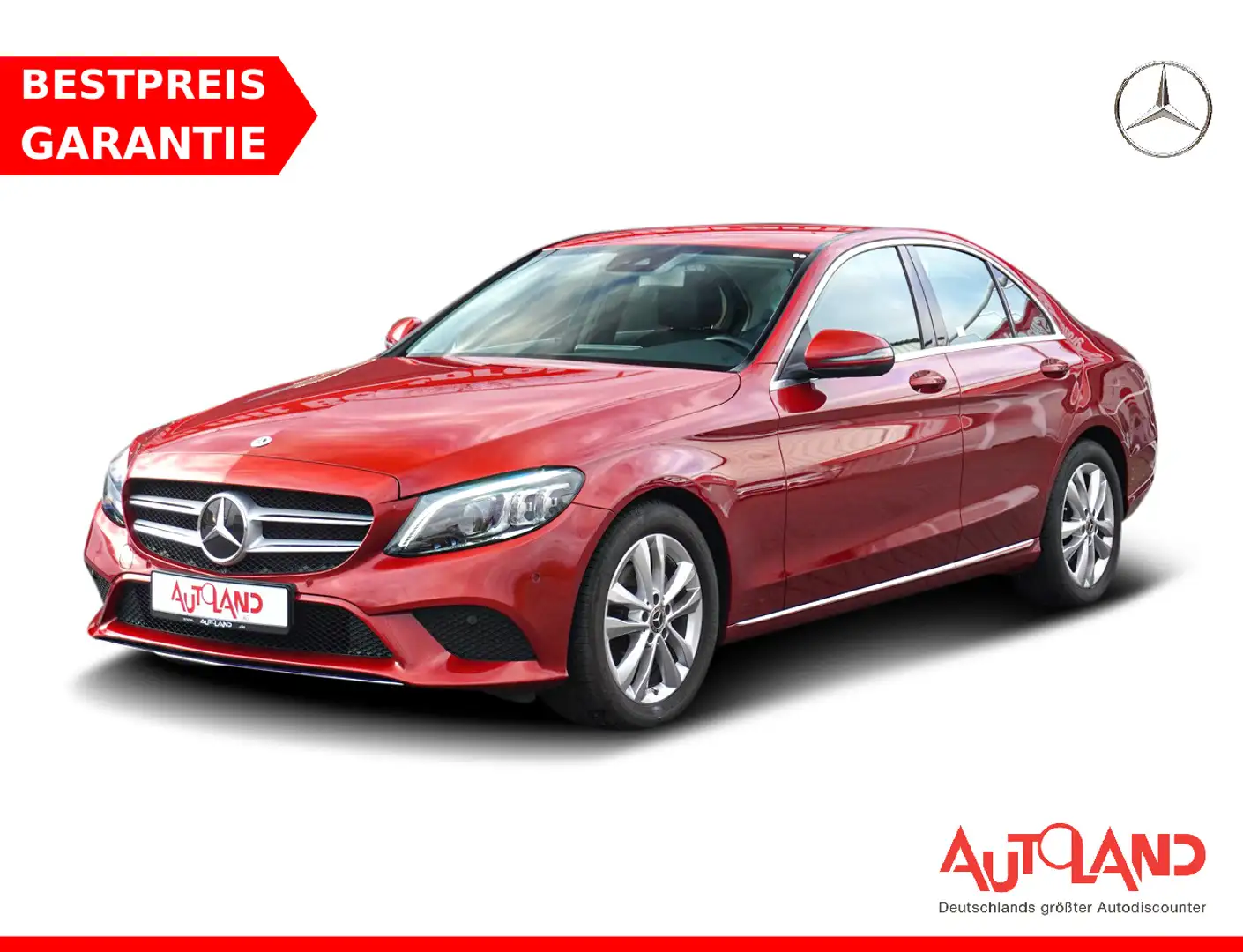 Mercedes-Benz C 180 C180 Avantgarde 9G-Tronic Aut. PDC ACC Spurhalte Rood - 1