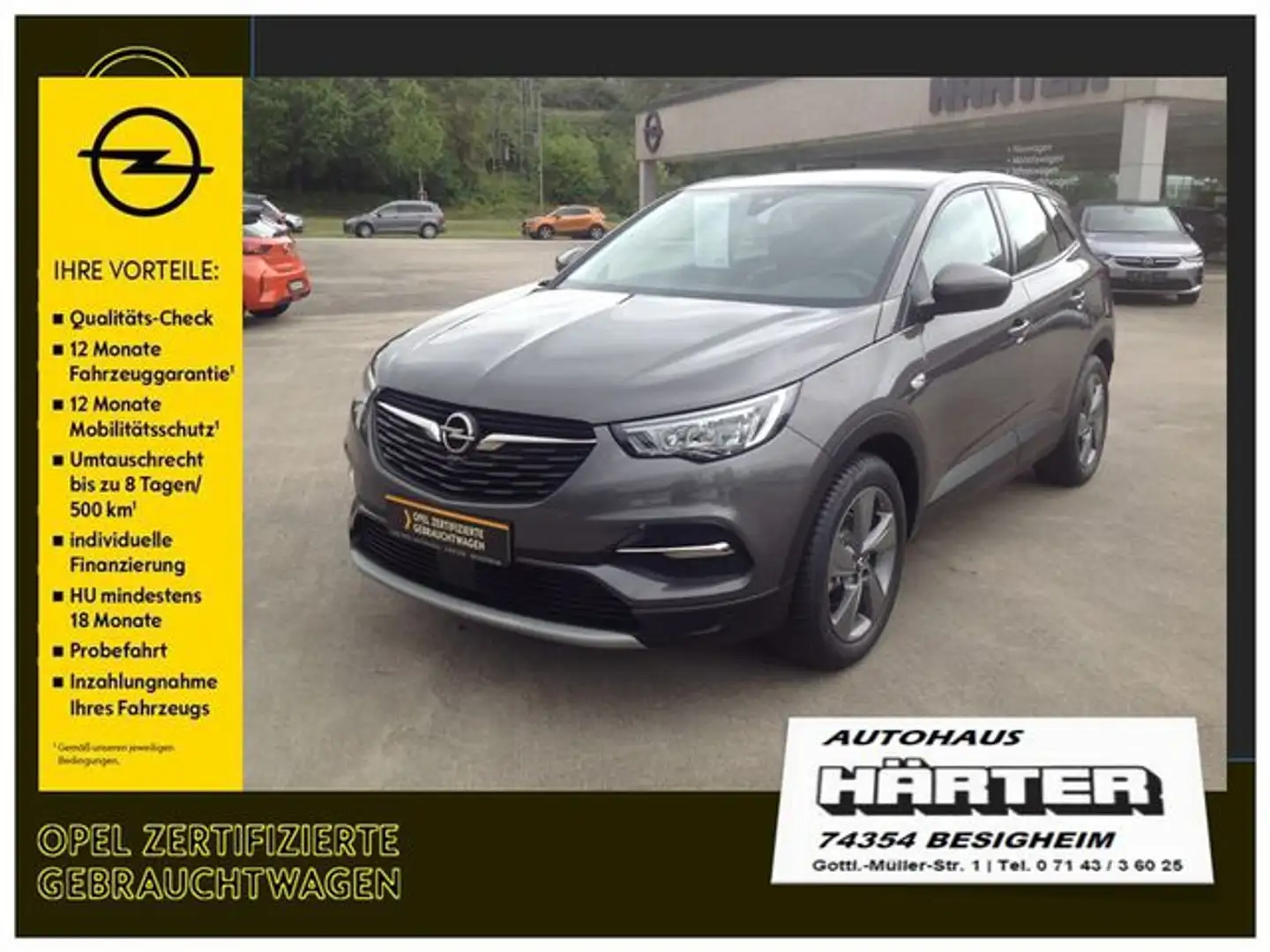 Opel Grandland X 1.2 Turbo Elegance Navi Kamera AHK PDC V H SHZ LHZ Grau - 1