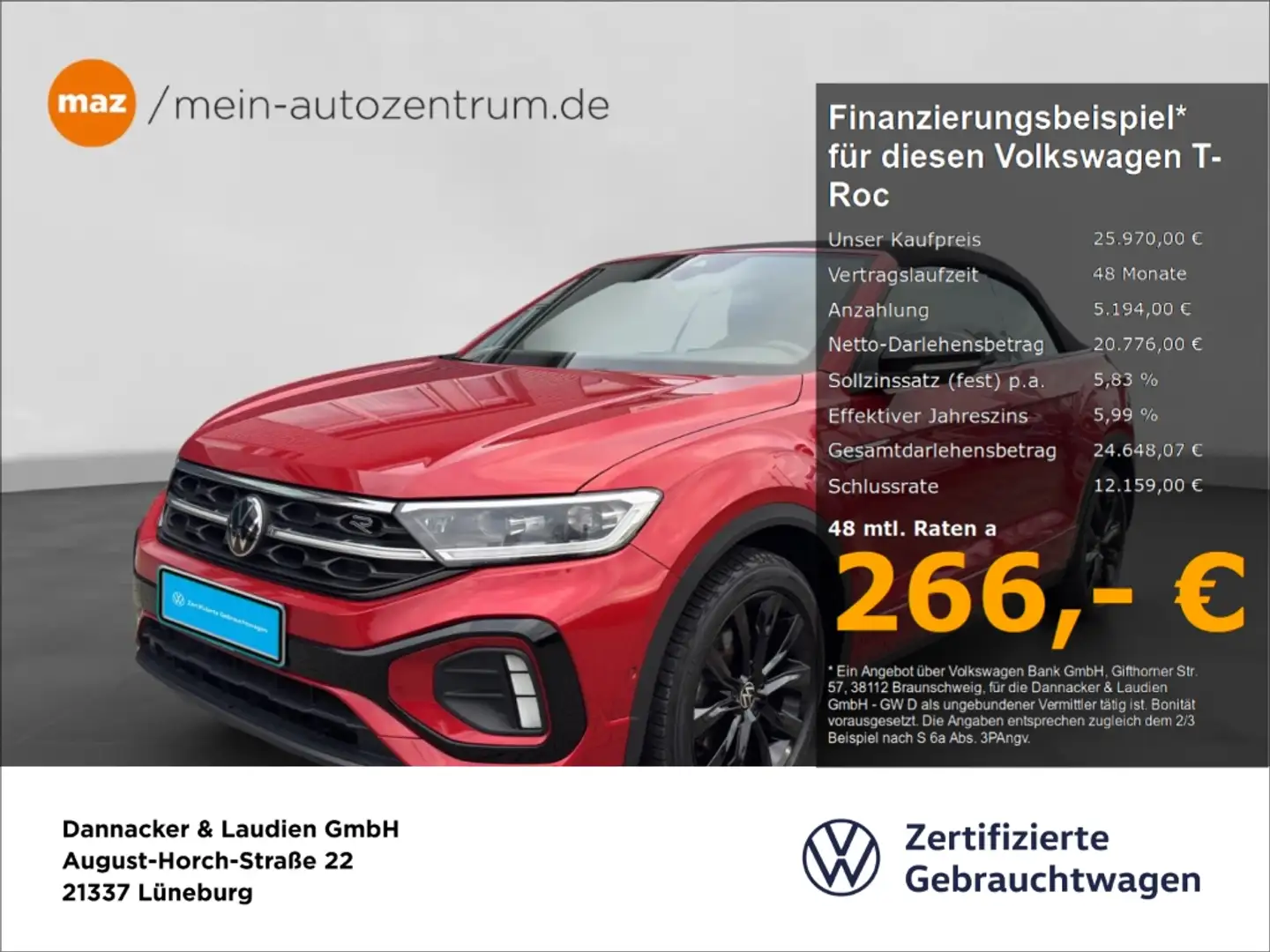Volkswagen T-Roc Cabriolet 1.5 TSI R-Line Alu Matrix-LED ACC Sitzh. Rot - 1