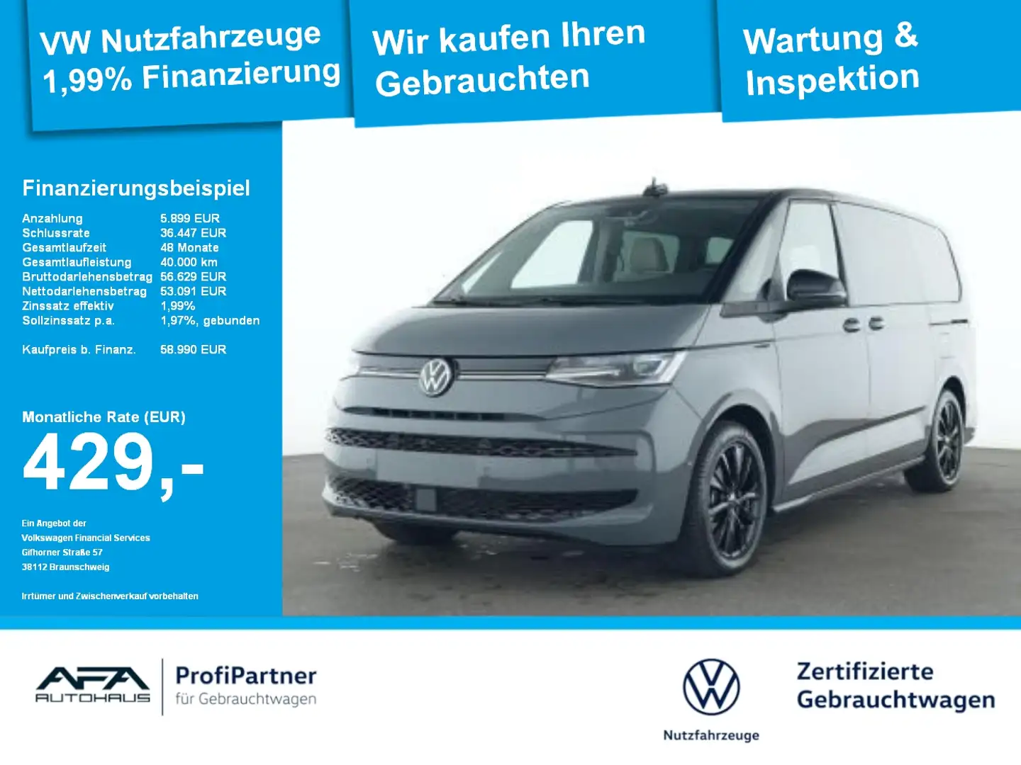 Volkswagen T7 Multivan 2,0 TDI Edition lang DSG AHK*Navi*Sthz Grau - 1