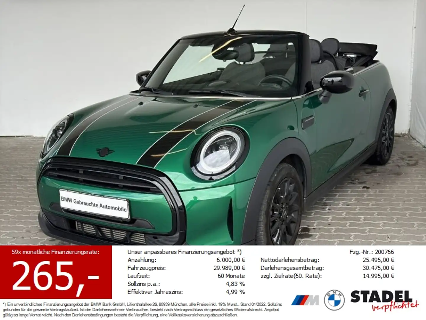 MINI Cooper Cabrio LED.Navi.DriveAs.RüKam.Komfort-Zg Grün - 1