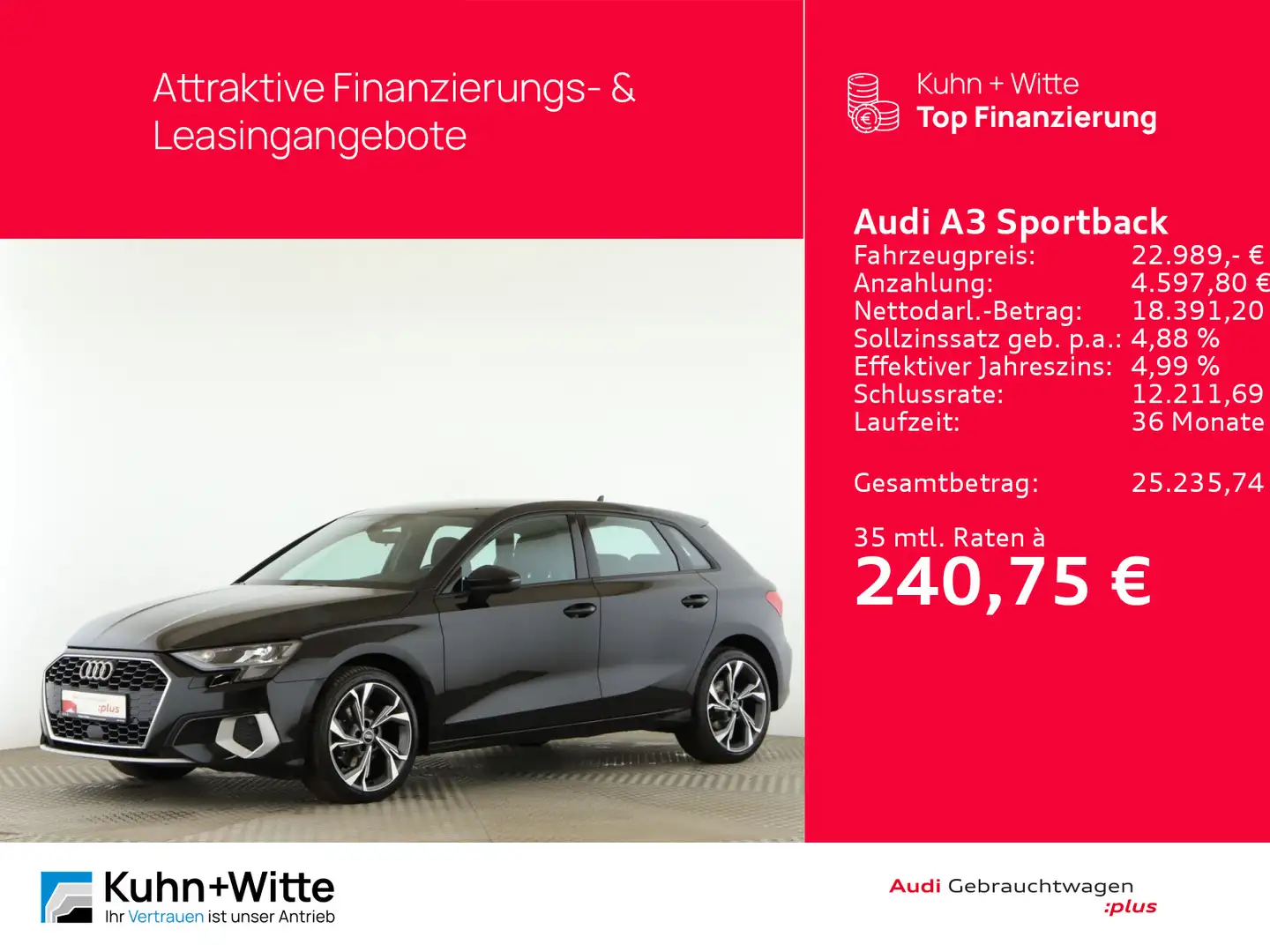 Audi A3 Sportback 35 TDI advanced *LED*MMI-Plus* Schwarz - 1