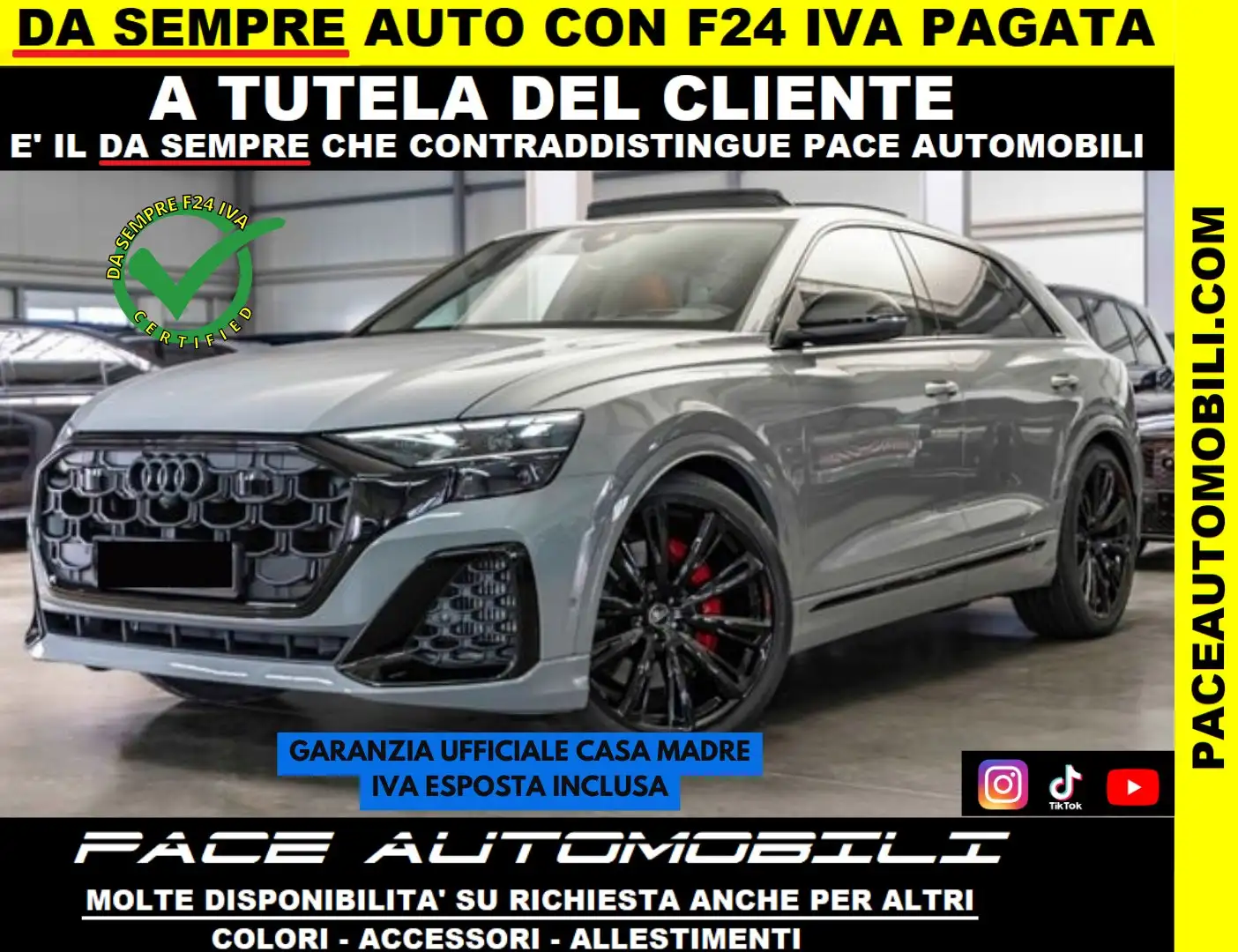 Audi SQ8 4.0 QUATTRO LED BLACK PACK 507CV TETTO HUD 23" Gri - 1