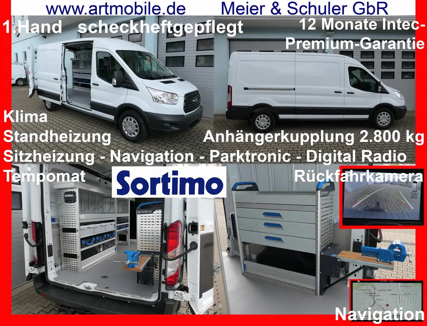 Ford Transit FT 350 L3 Trend SORTIMO AHK Stand+Sitzhz. Garantie Weiß - 1