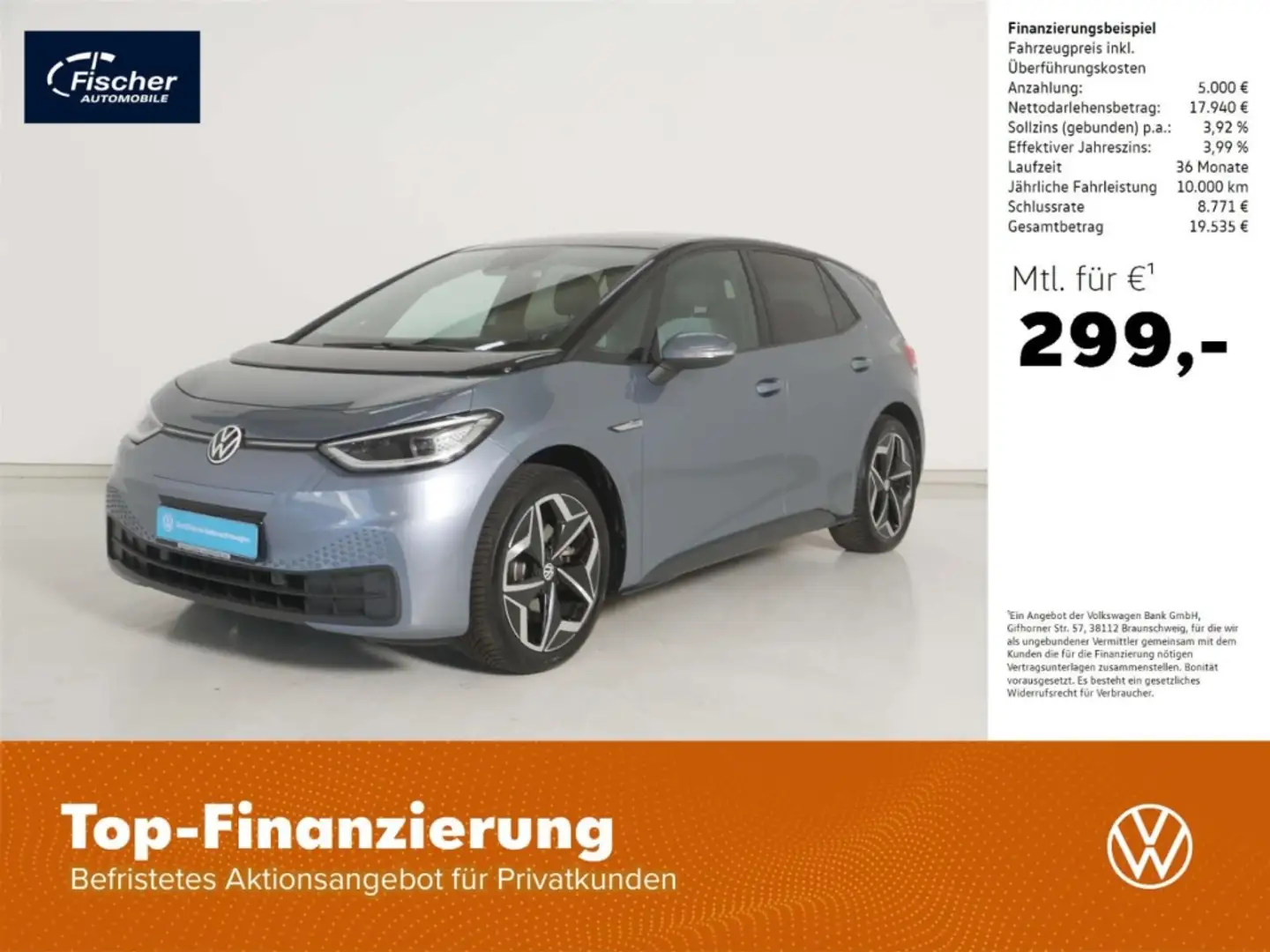 Volkswagen ID.3 Elektro Pro Performance 58 kWh Bleu - 1
