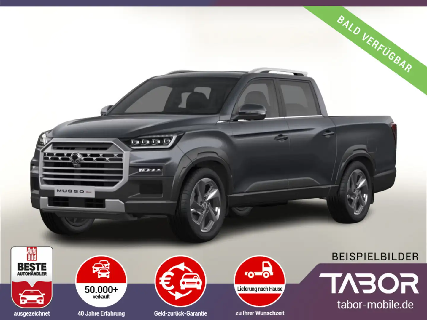 KGM Musso Grand e-XDi 202 Aut AWD Lux LED Nav Leder Grigio - 2