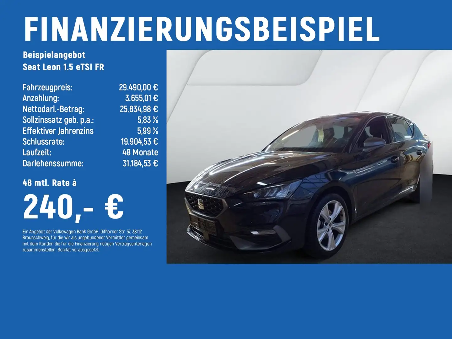 SEAT Leon 1.5 eTSI FR NAVI+ACC+RFK Schwarz - 2