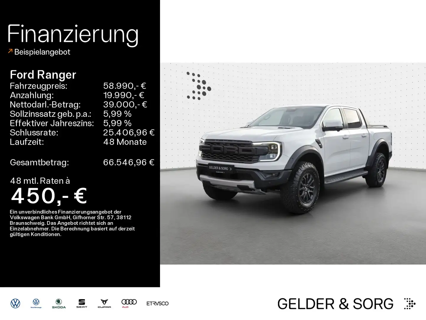 Ford Ranger Raptor 3.0 EcoBoost e-4WD Matrix*AHK*B&O Blanc - 1