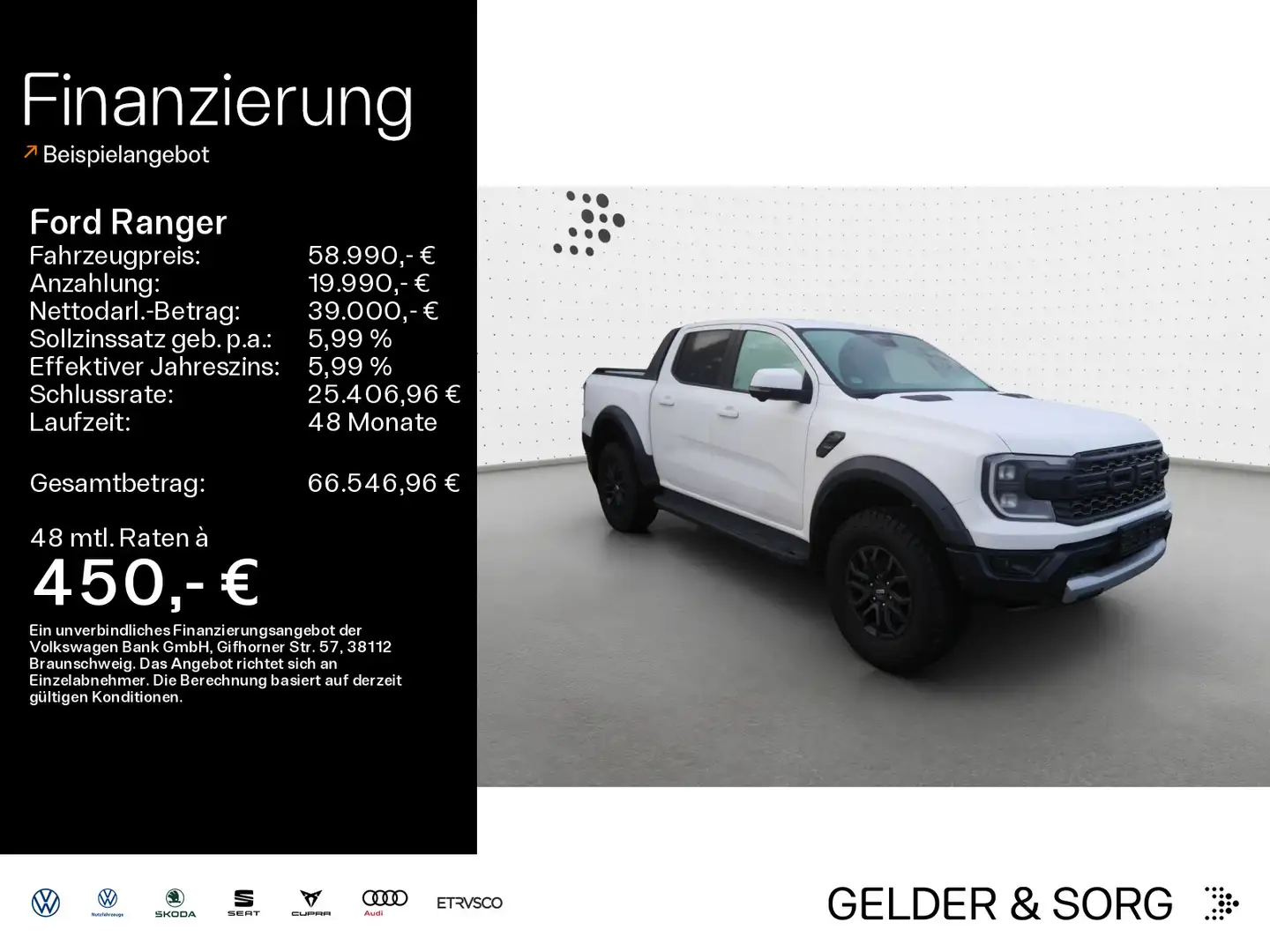 Ford Ranger Raptor 3.0 EcoBoost e-4WD Matrix*AHK*B&O Weiß - 1
