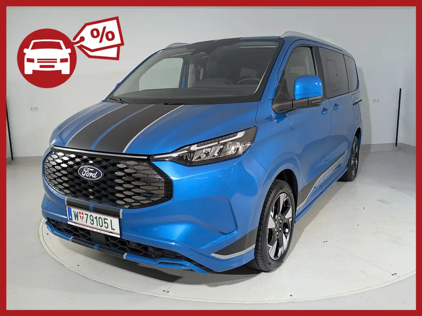 Ford Tourneo Custom Bus Elektro 160KW 320 L1H1 RWD Sport | FORD W22 Blau - 1