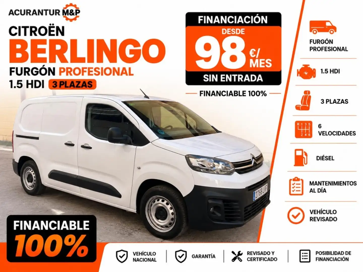 Citroen Berlingo Van BlueHDi S&S Talla M Club 100 Blanco - 1
