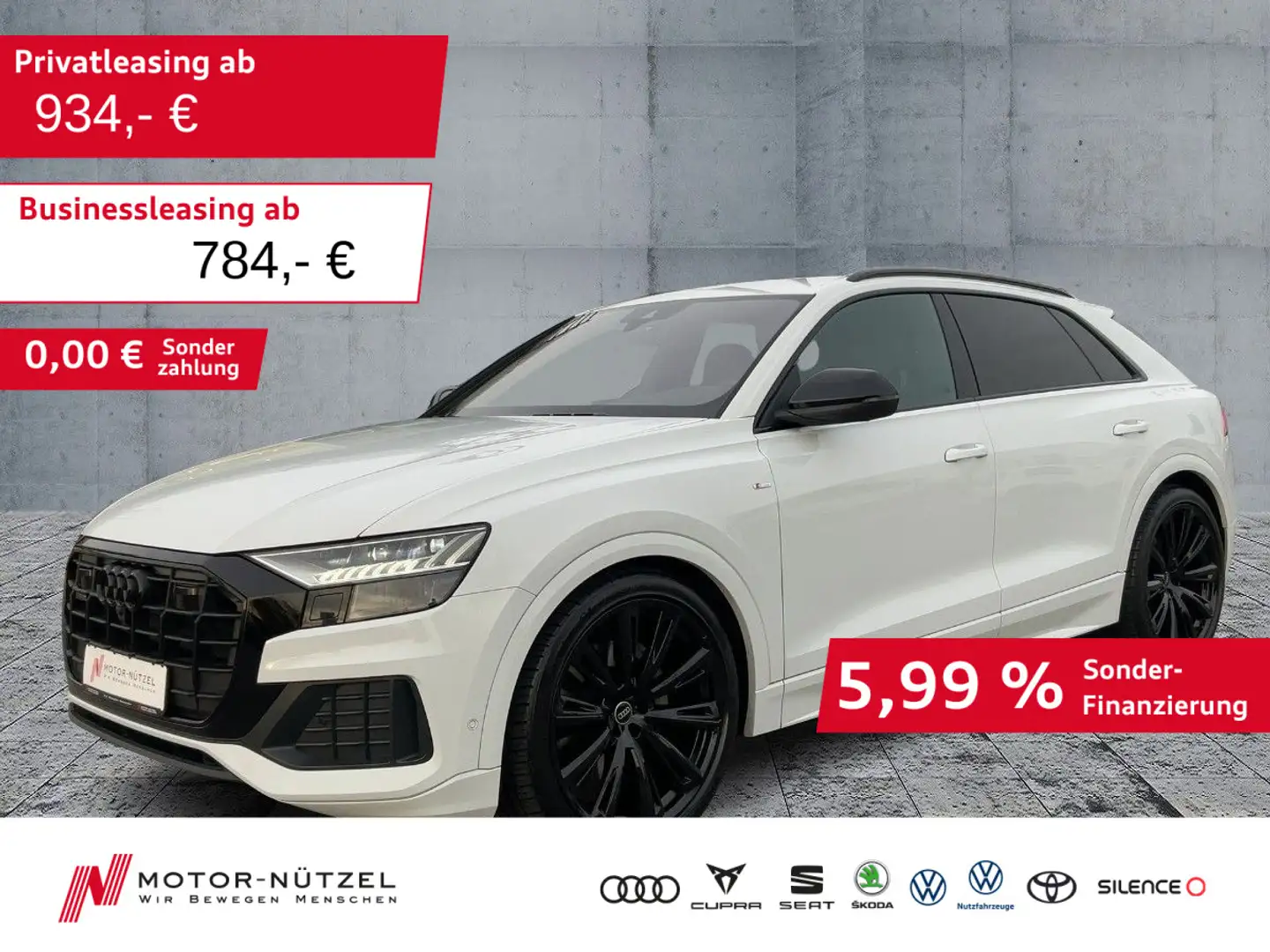 Audi Q8 50 TDI S-LINE MATRIX+NAVI+B&O+DVD+ACC+AHK+23" Weiß - 1