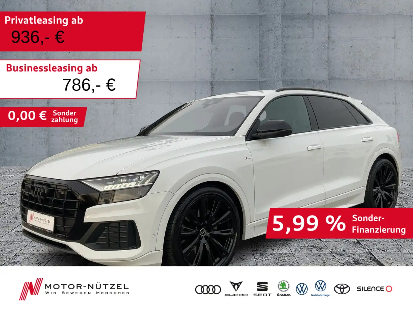 Audi Q8 50 TDI S-LINE MATRIX+NAVI+B&O+DVD+ACC+AHK+23" Blanco - 1